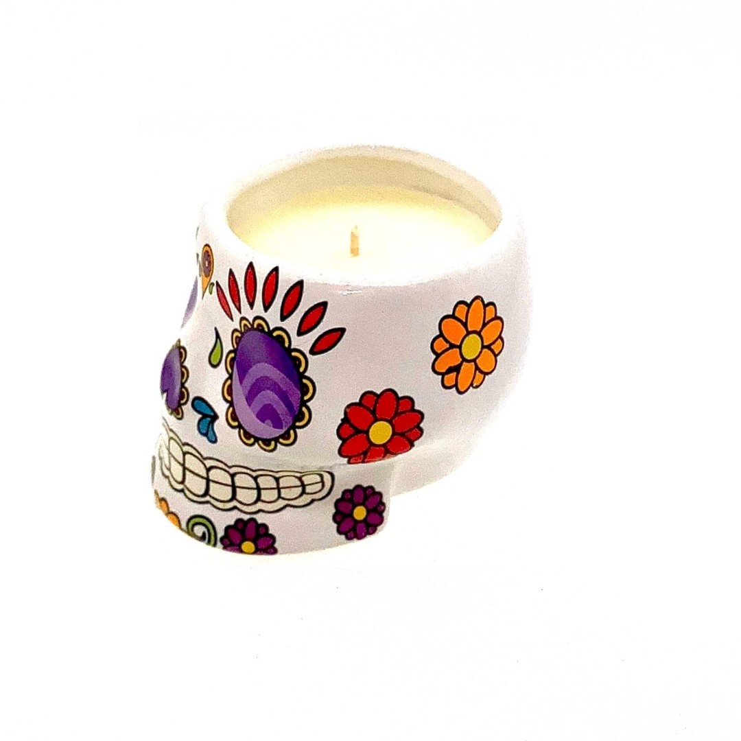 Large Skull Head Candle - White - Nutmeg Scent