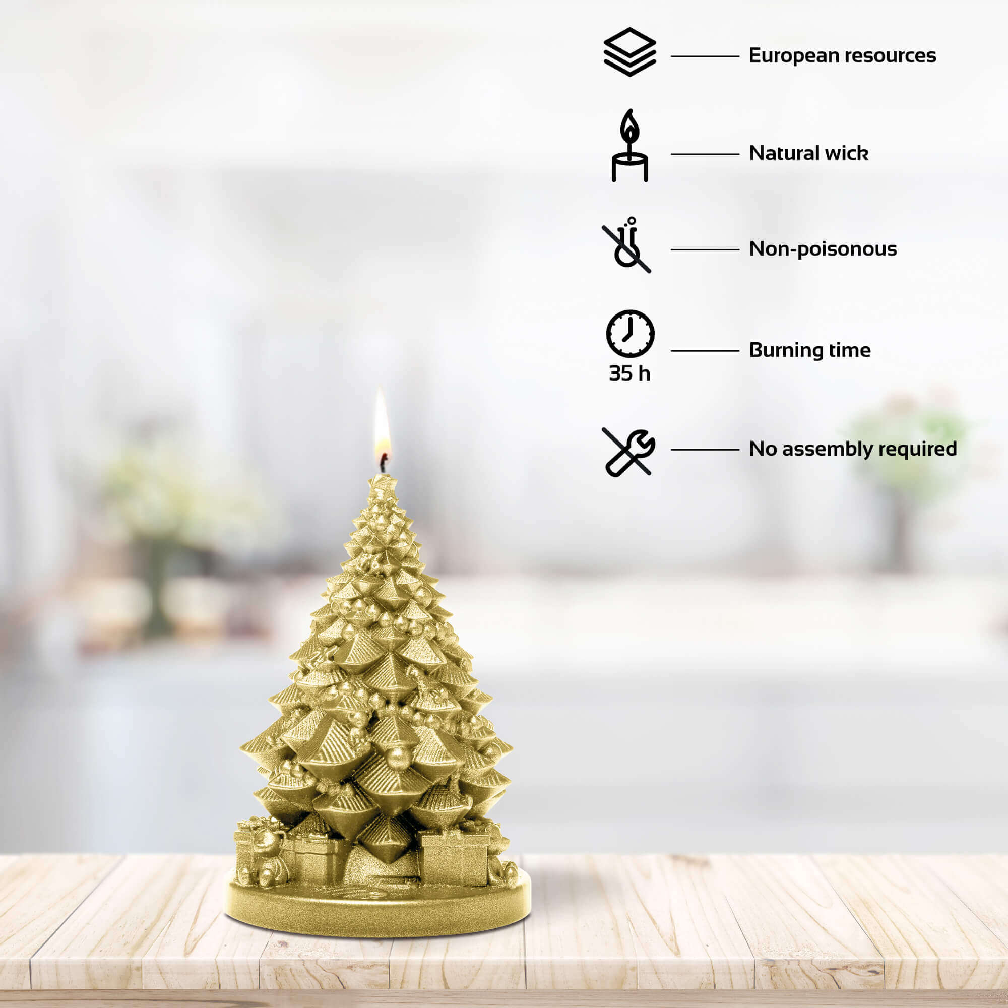 Candle Christmas Tree with Gifts Gold