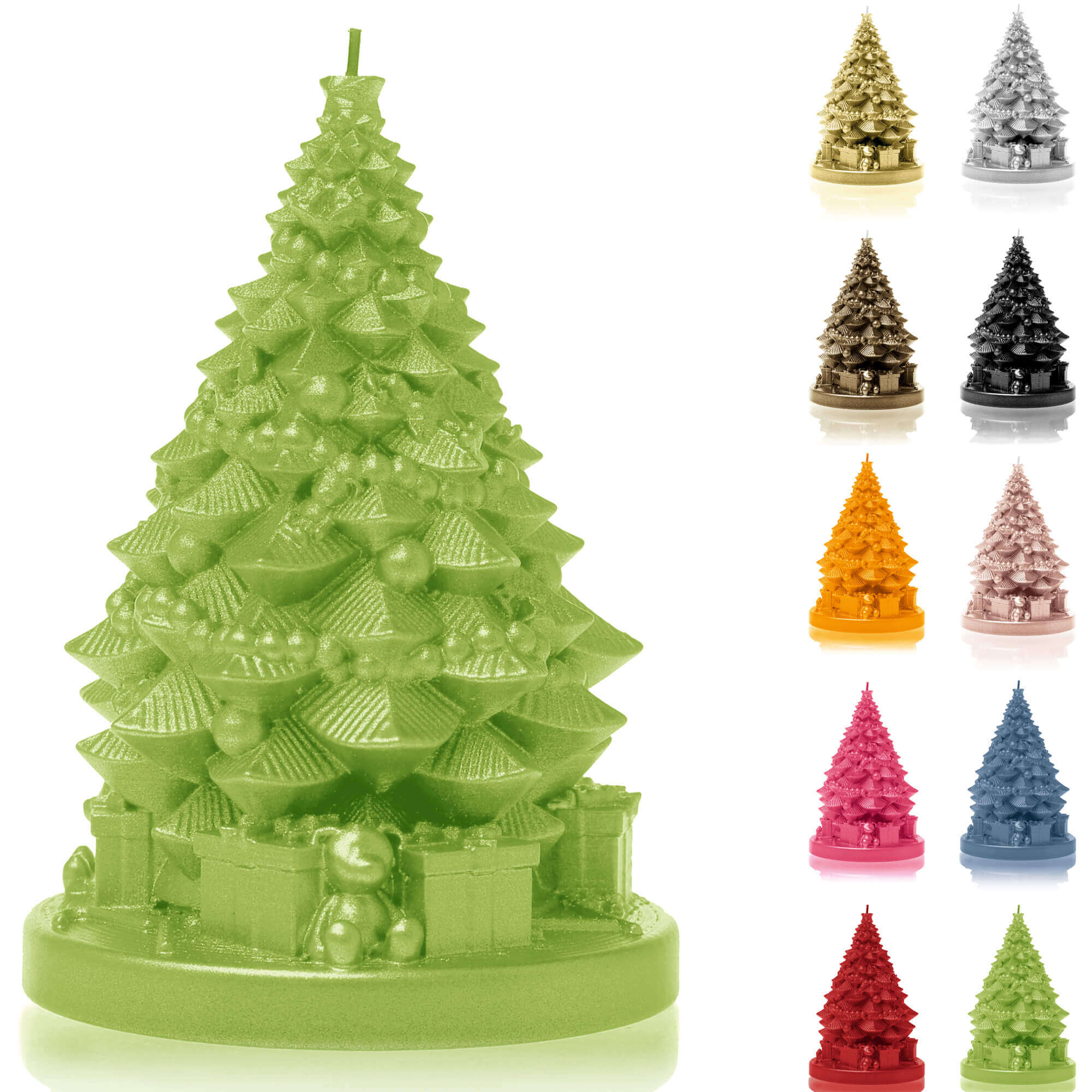 Candle Christmas Tree with Gifts Green Metallic