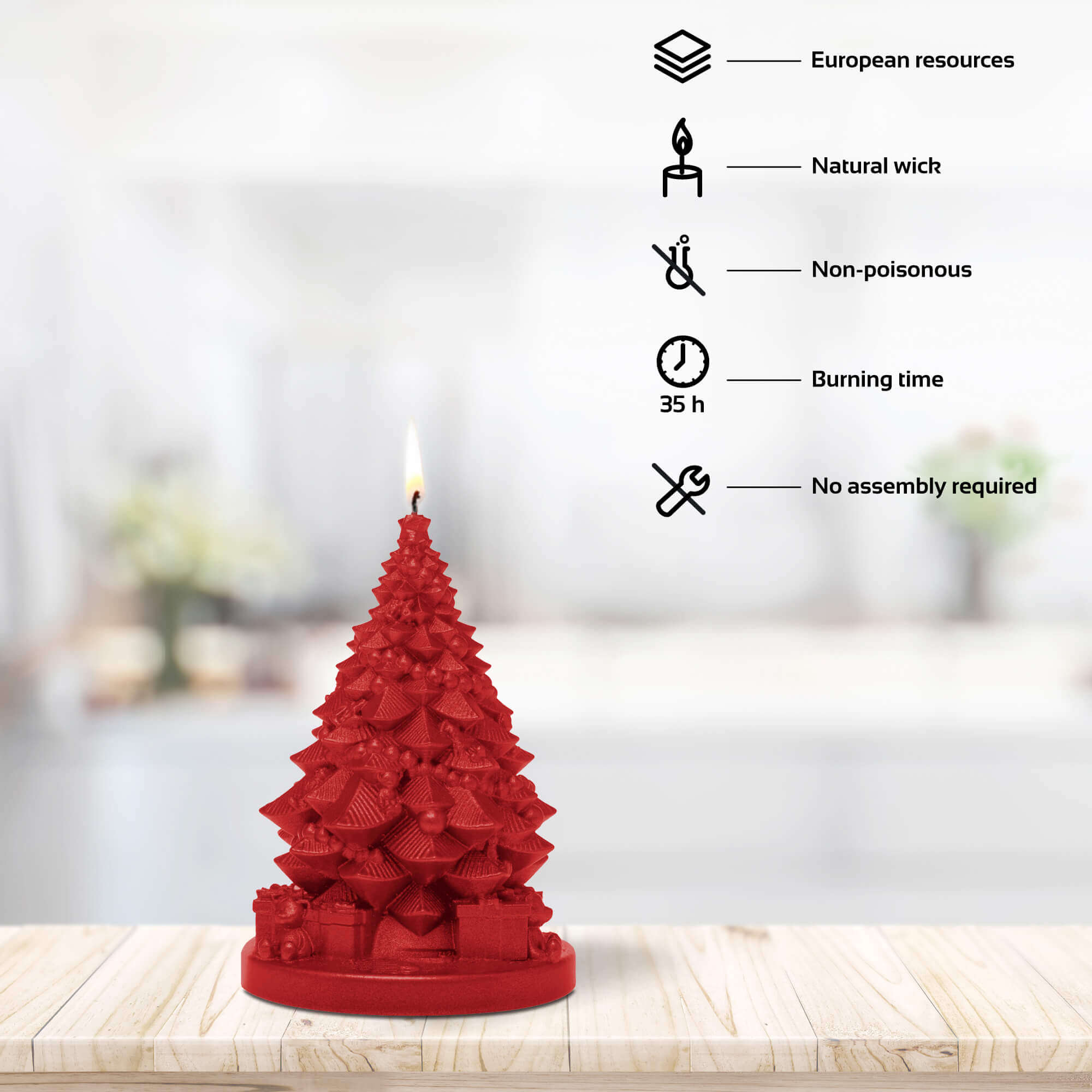Candle Christmas Tree with Gifts Red Metallic