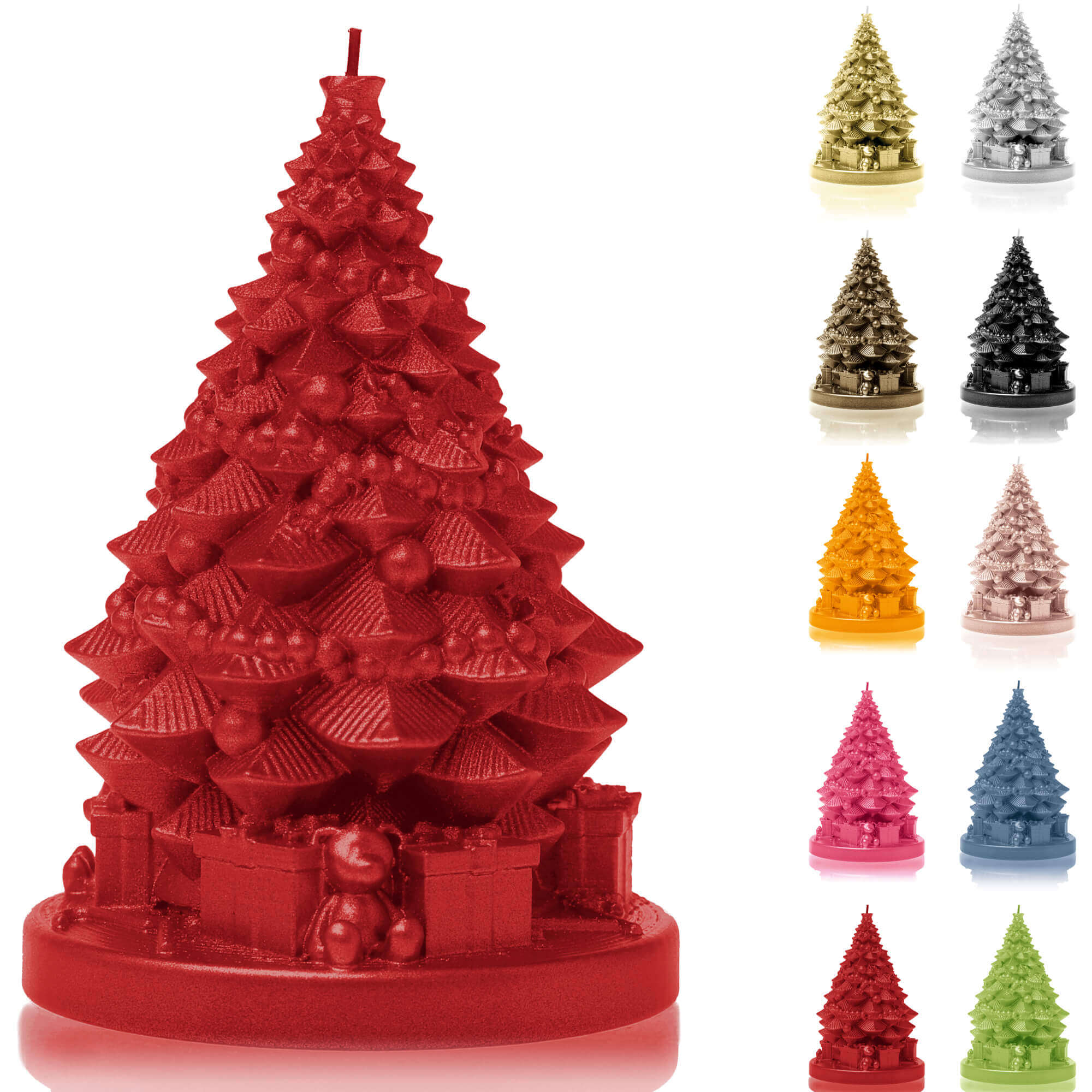 Candle Christmas Tree with Gifts Red Metallic