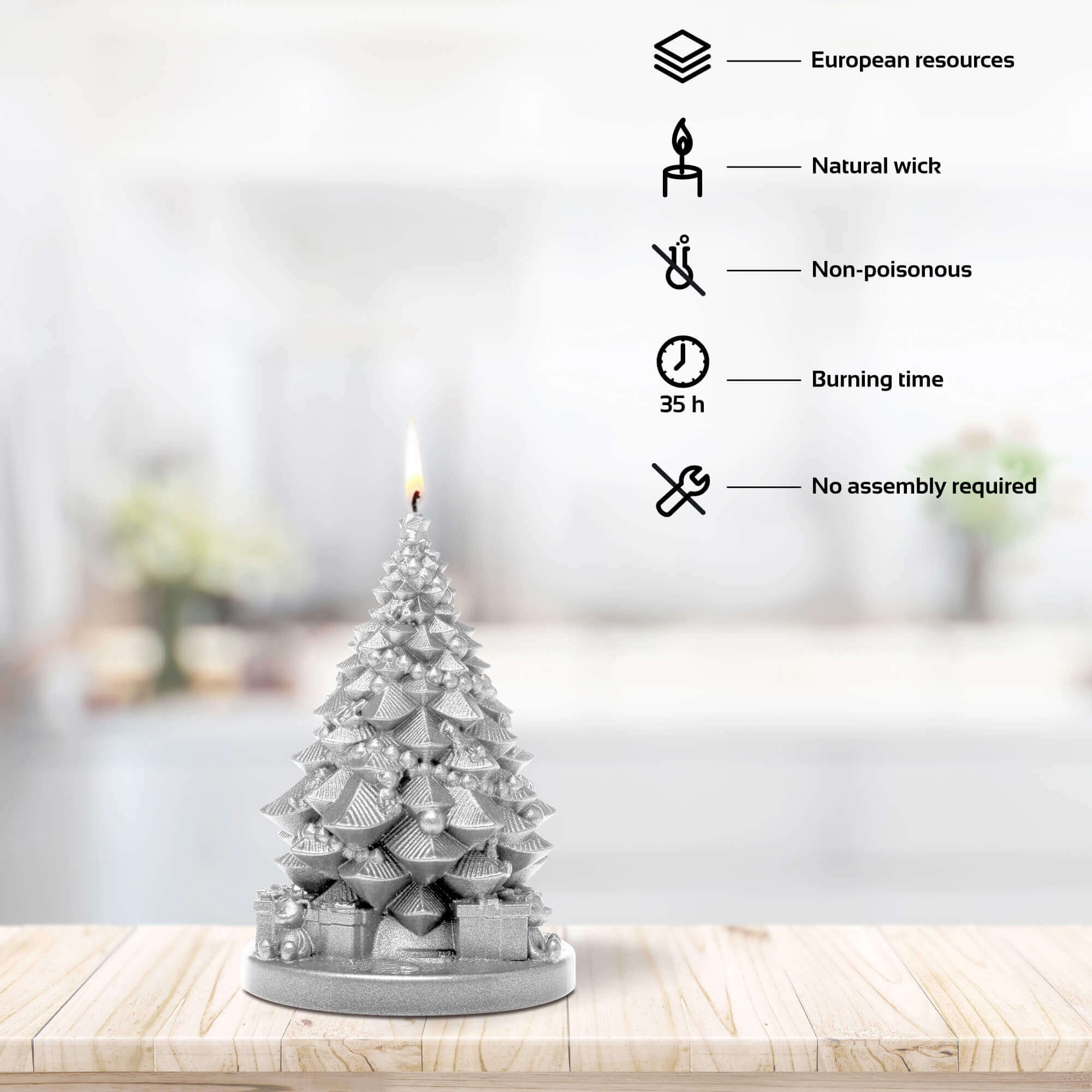 Candle Christmas Tree with Gifts Silver