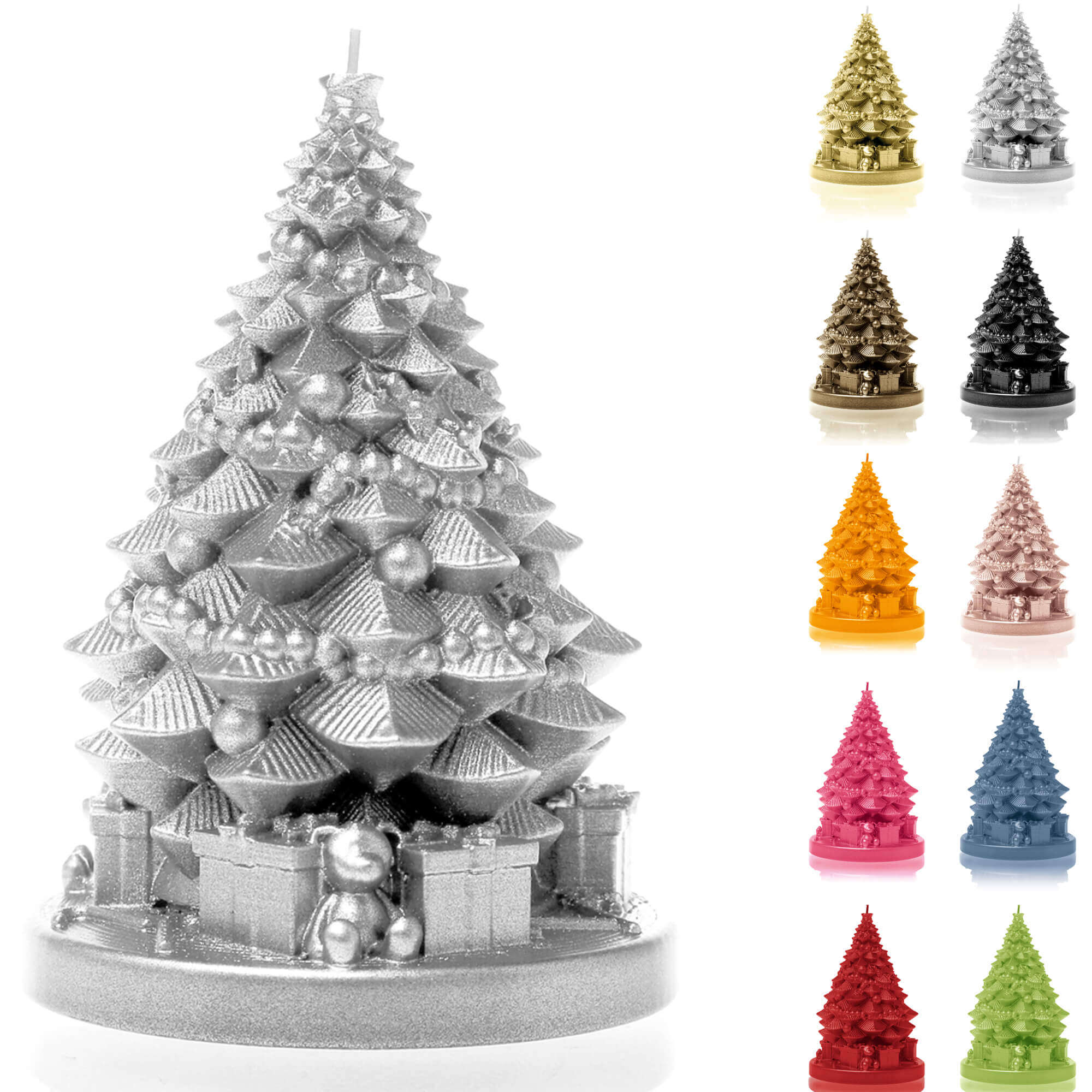 Candle Christmas Tree with Gifts Silver