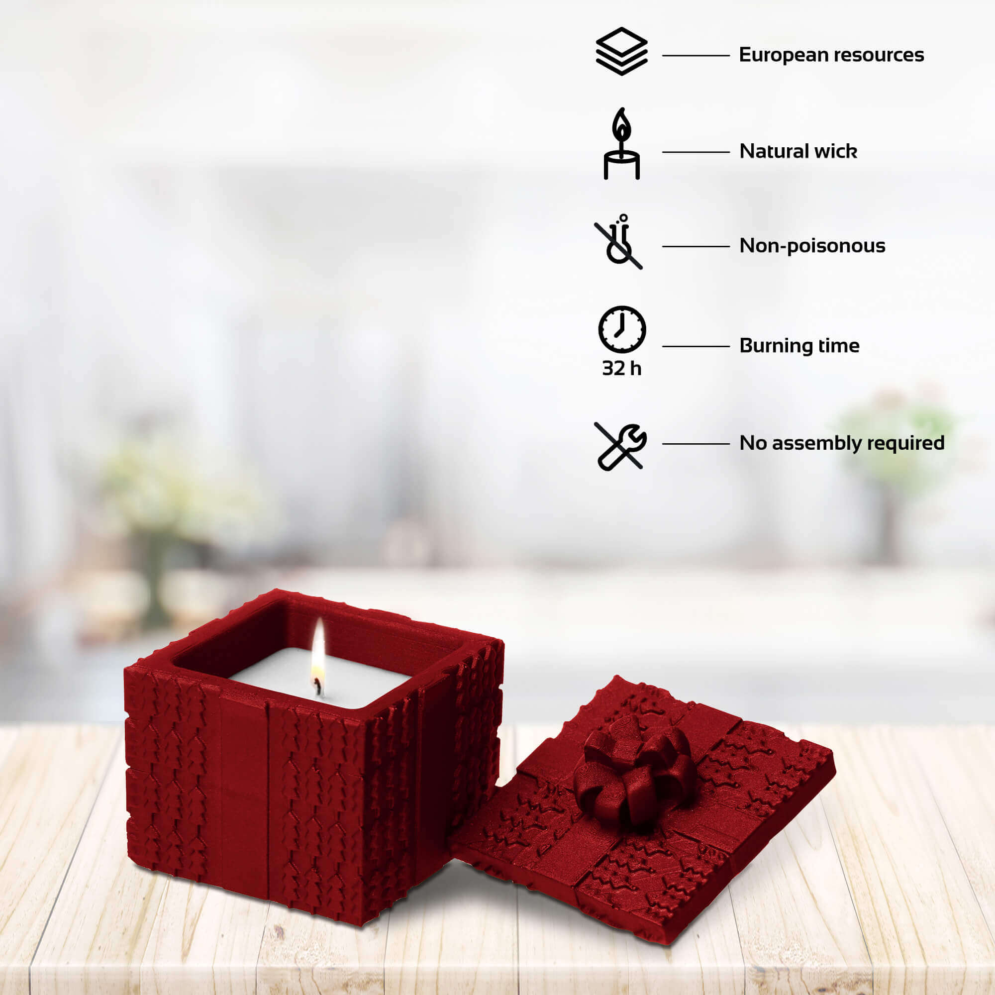 Candle Concrete Christmas Gift Red Metallic Gingerbread
