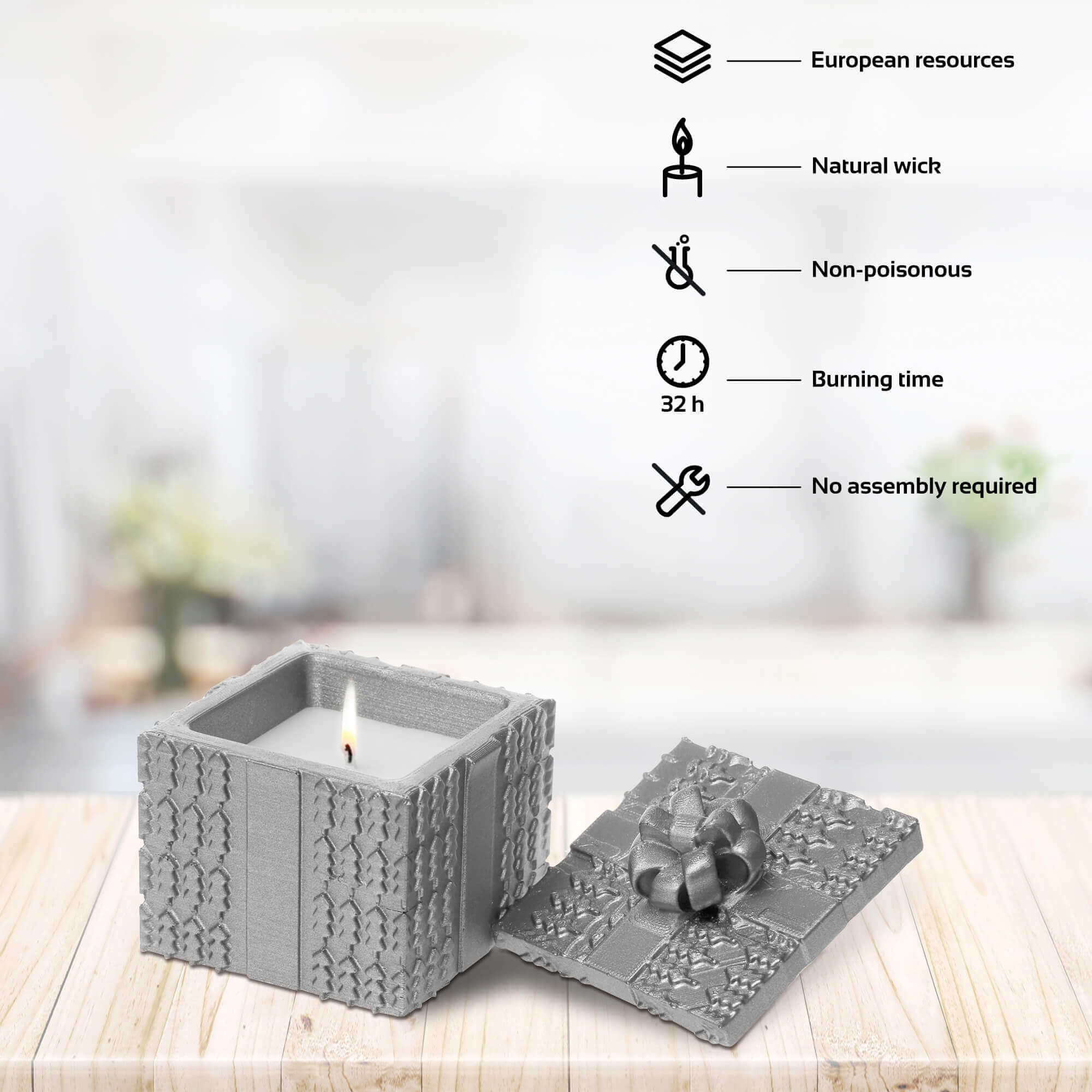 Candle Concrete Christmas Gift Silver Gingerbread