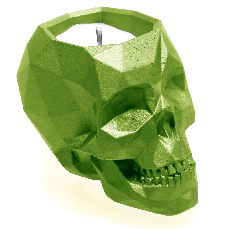 Candle Concrete Skull Dark Green Lemongrass
