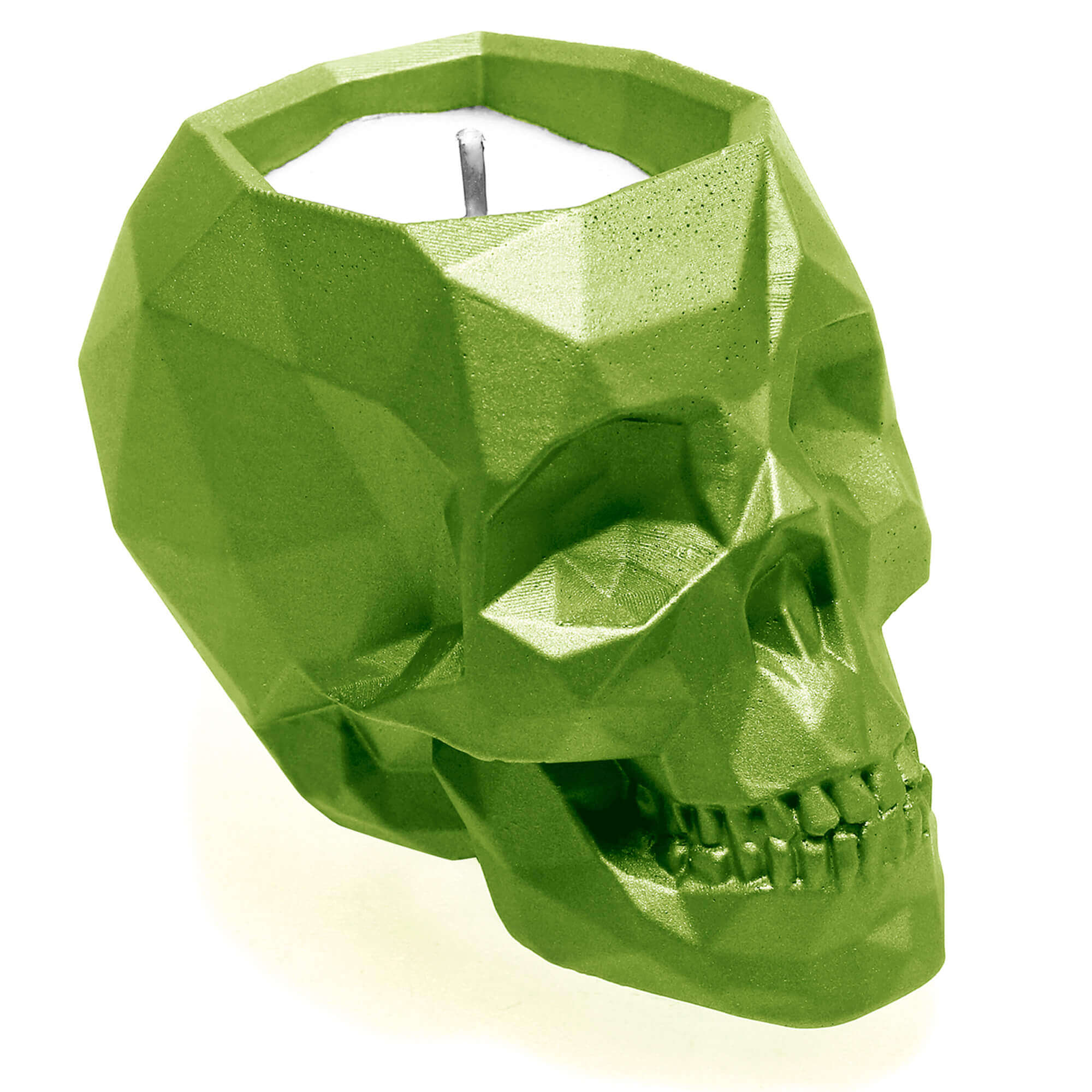 Candle Concrete Skull Dark Green Lemongrass