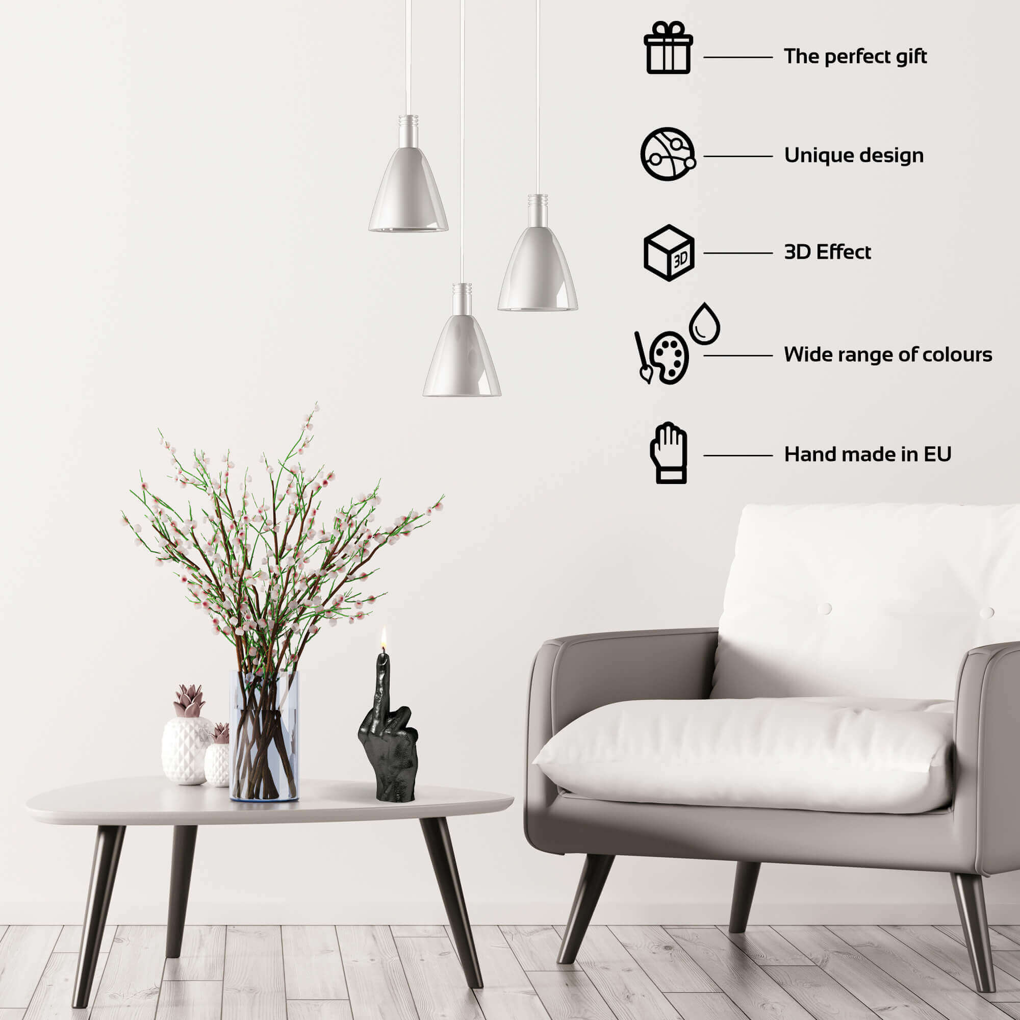 Candle Hand FCK Black Metallic