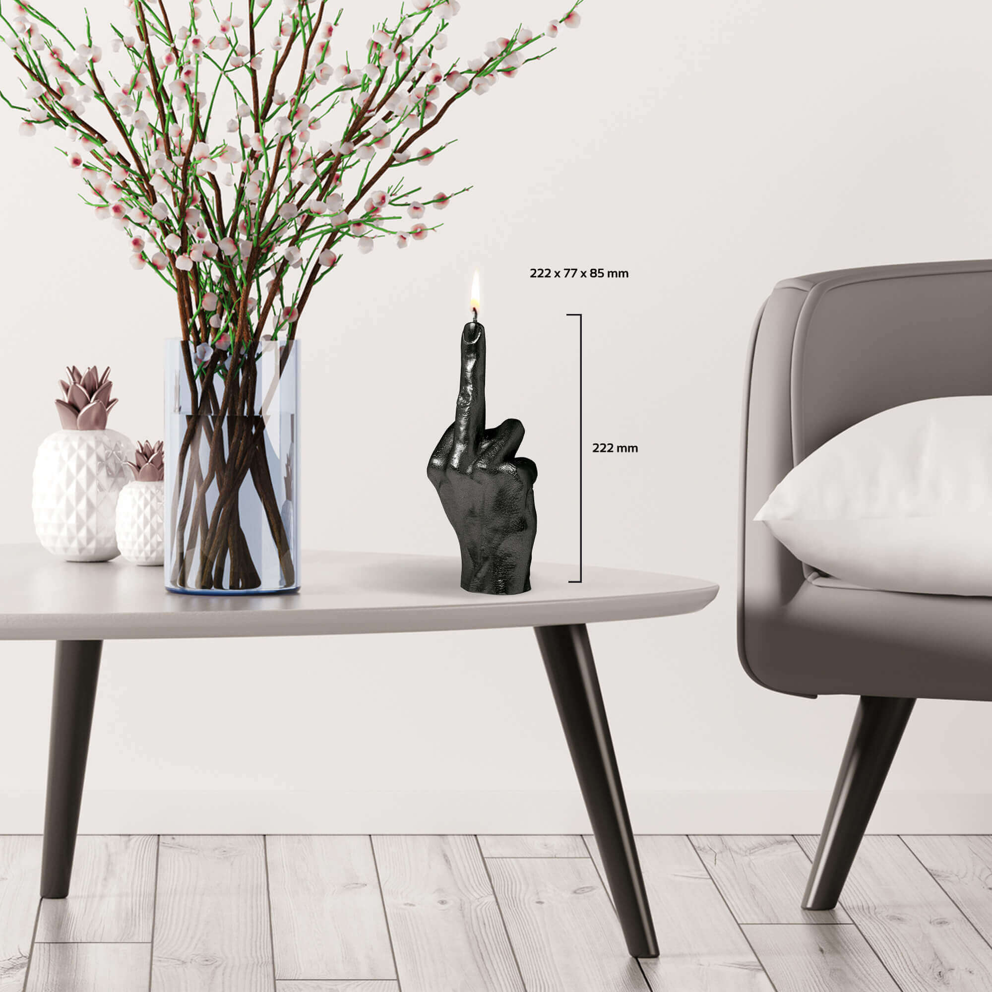 Candle Hand FCK Black Metallic