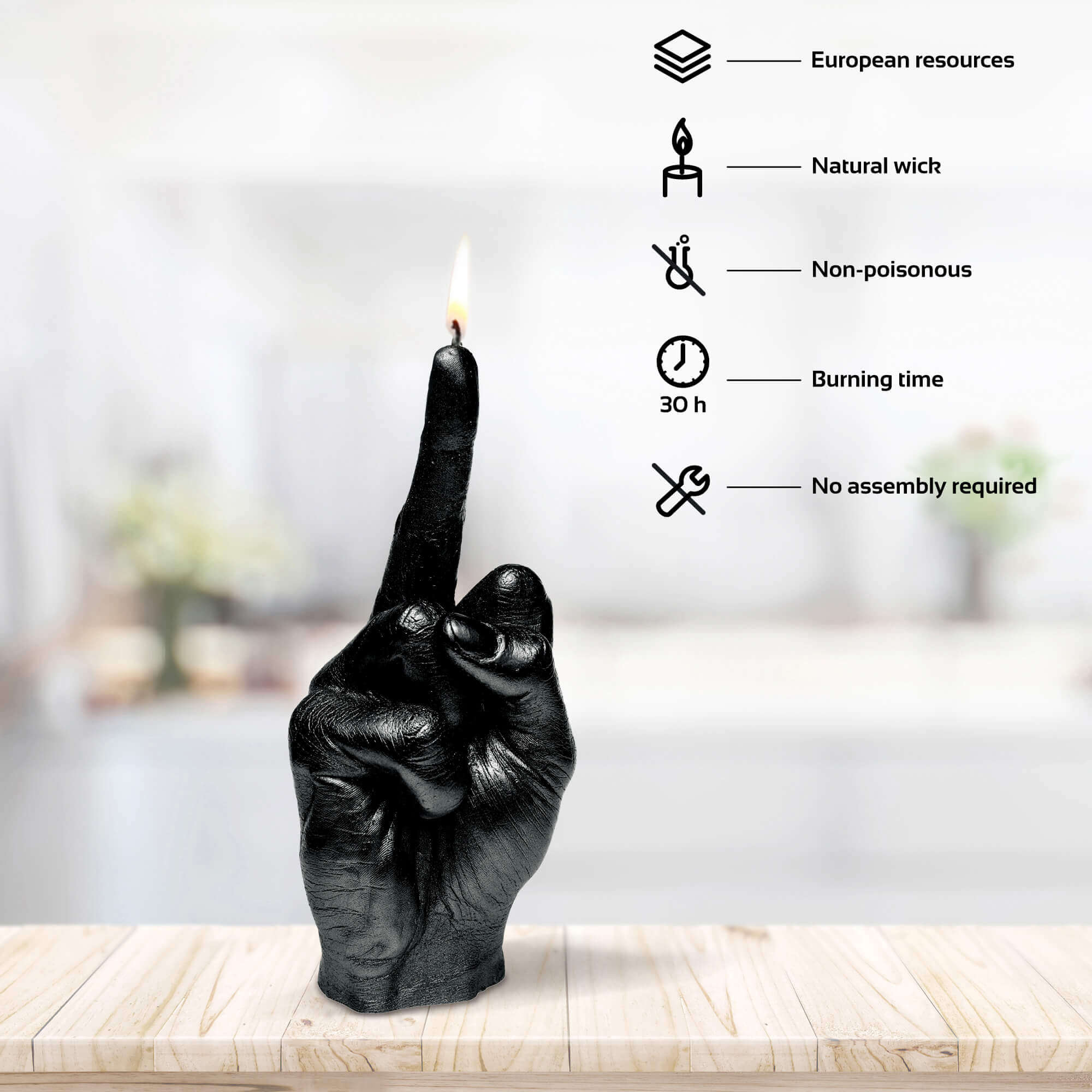 Candle Hand FCK Black Metallic