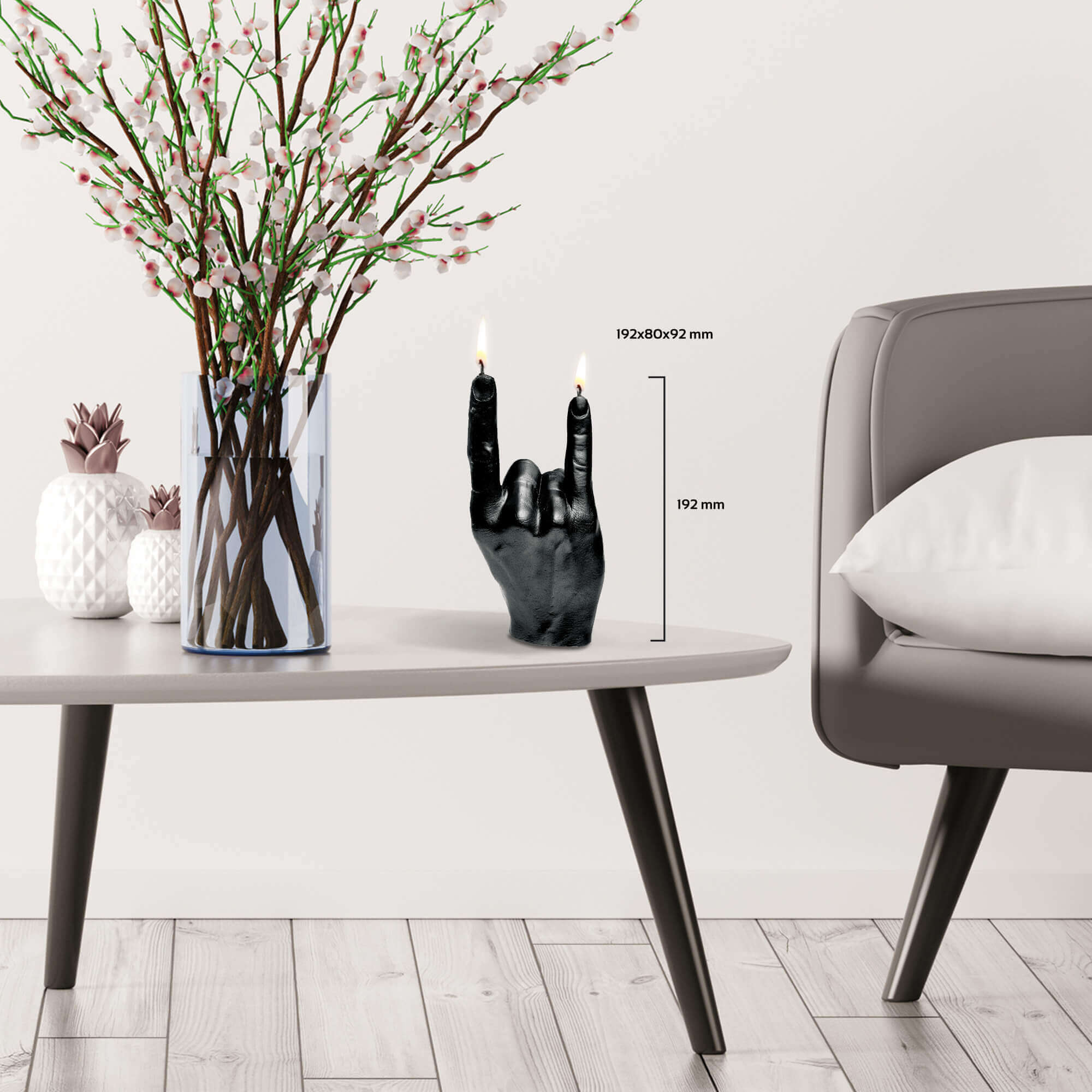 Candle Hand RCK Black Metallic