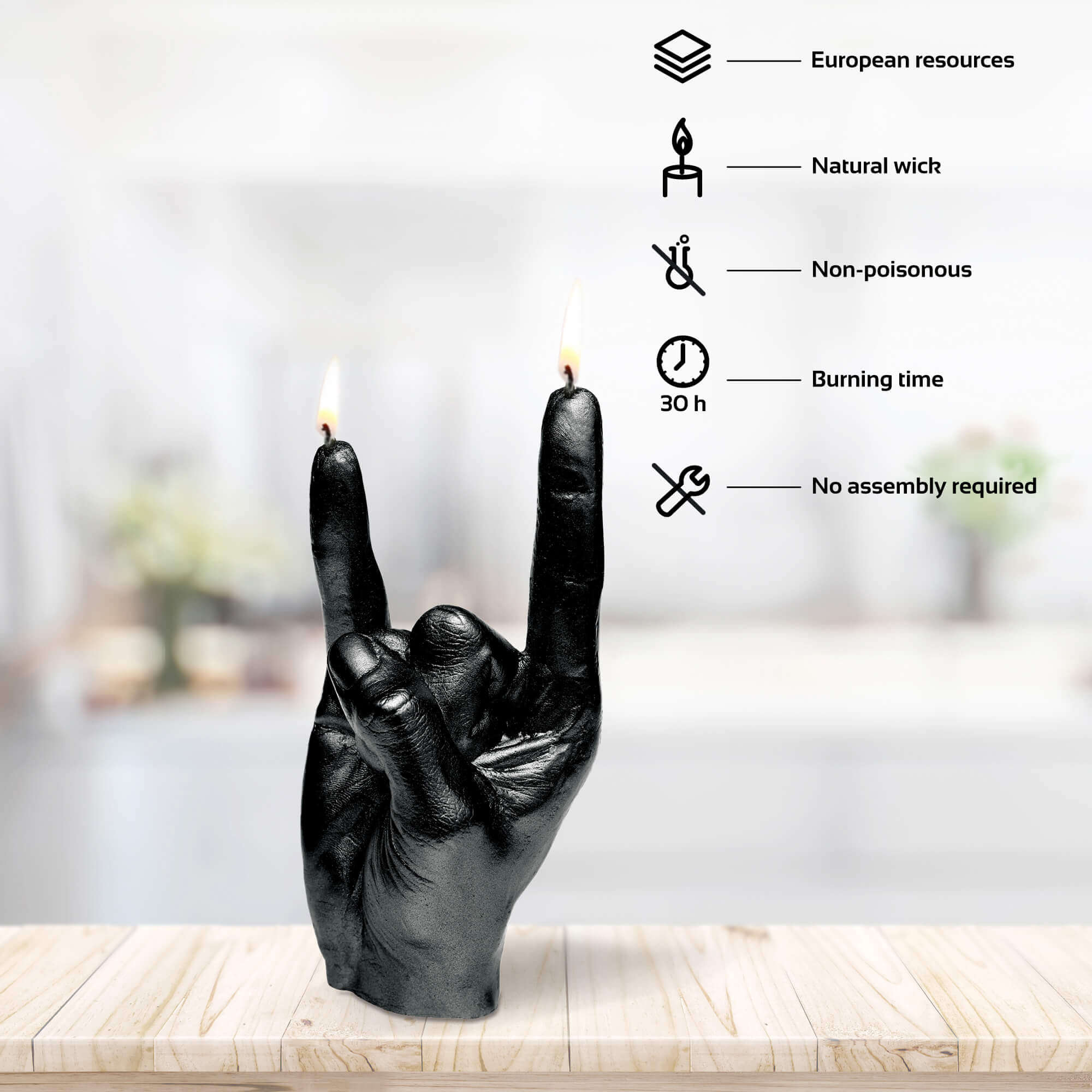 Candle Hand RCK Black Metallic