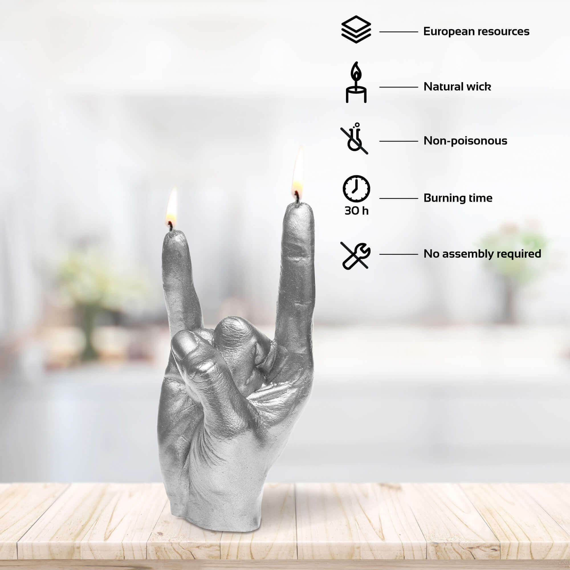 Candle Hand RCK Silver