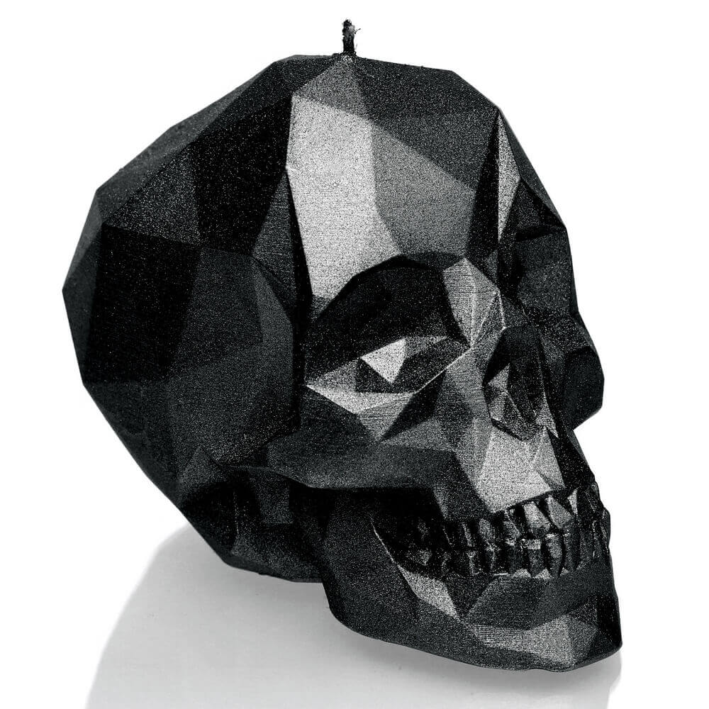 Candle Skull Low Poly Black High Glossy
