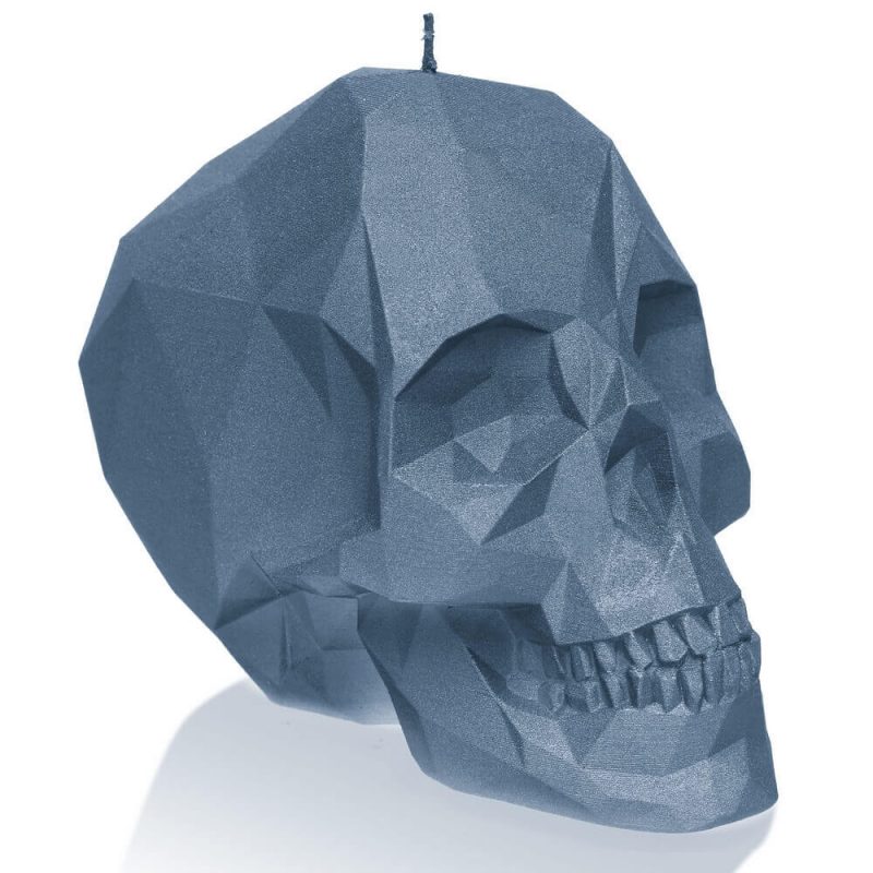 Candle Skull Low Poly Blue Metallic