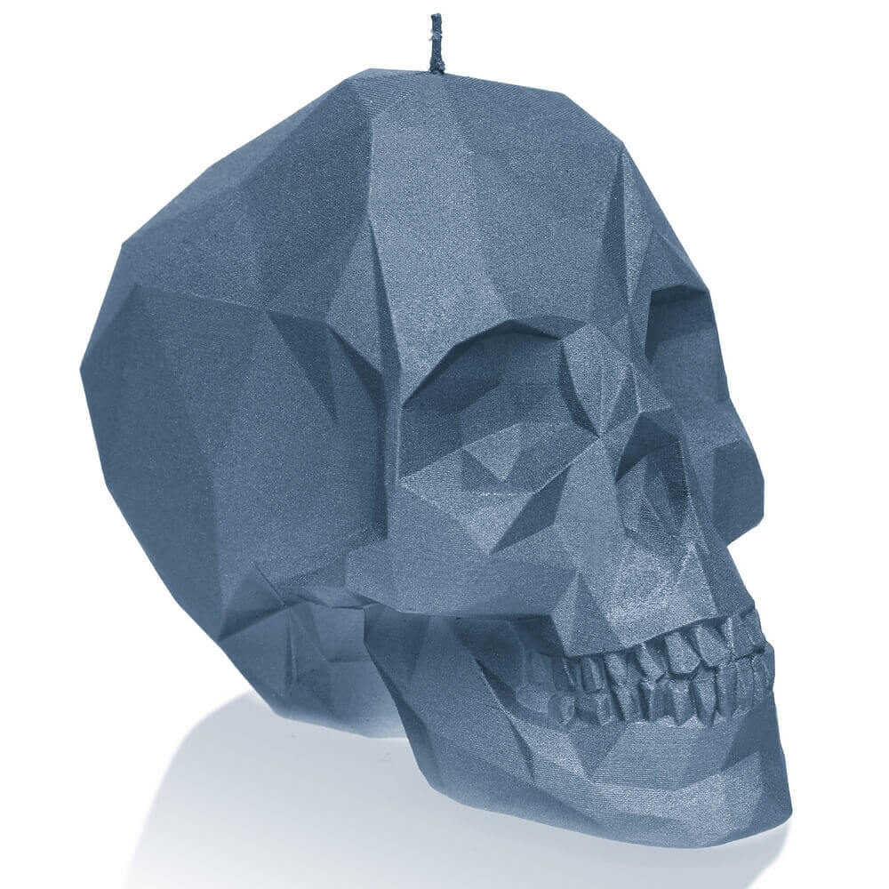 Candle Skull Low Poly Blue Metallic