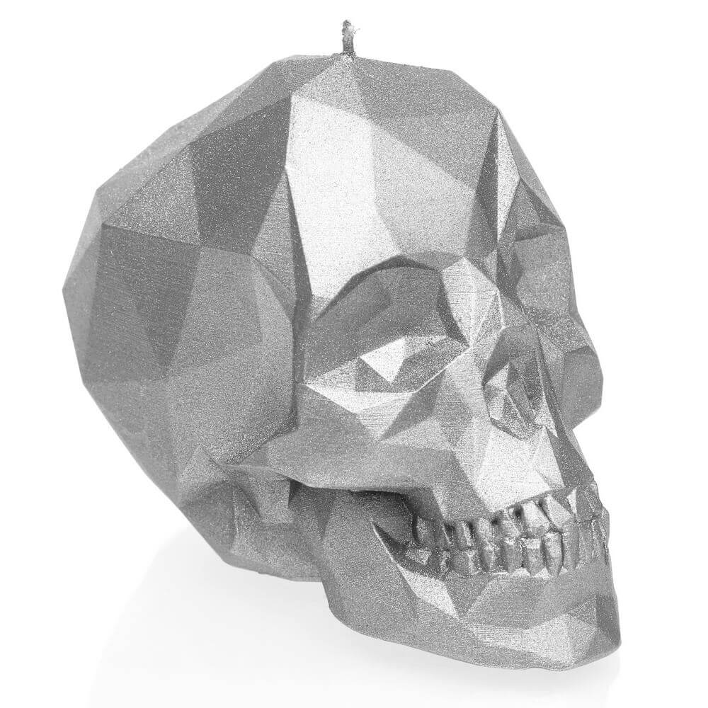 Candle Skull Low Poly Silver