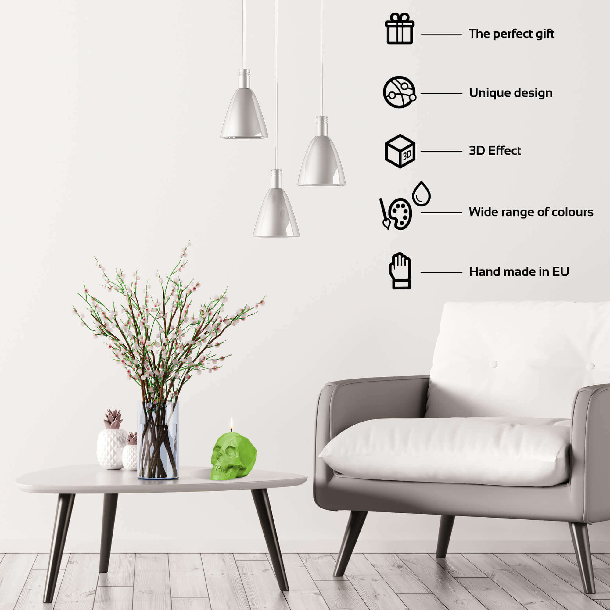 Candle Skull Small Dark Green