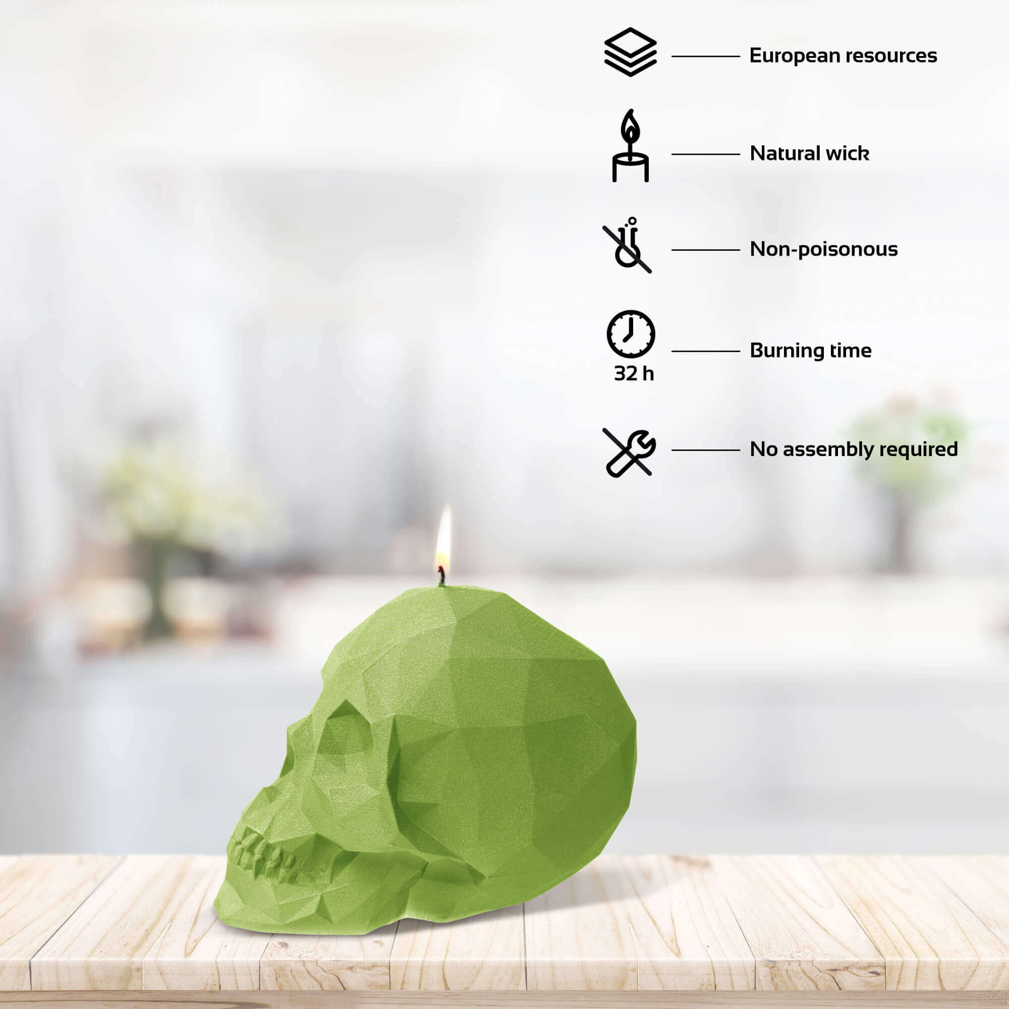 Candle Skull Small Dark Green