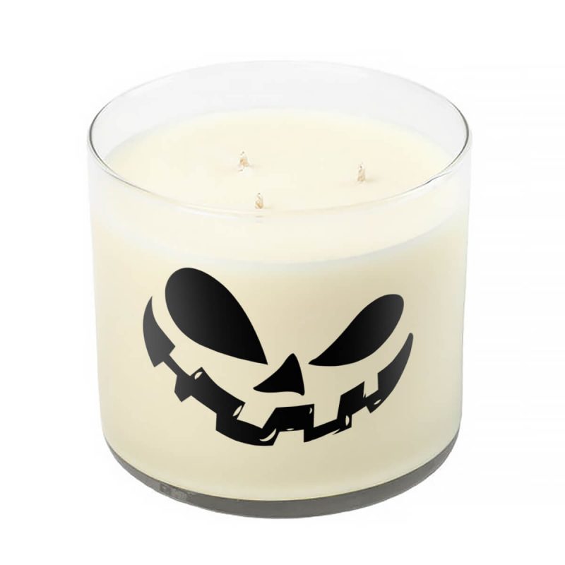 3 Wick Clear Tumbler Halloween Candle with Scary Pumpkin Face 2