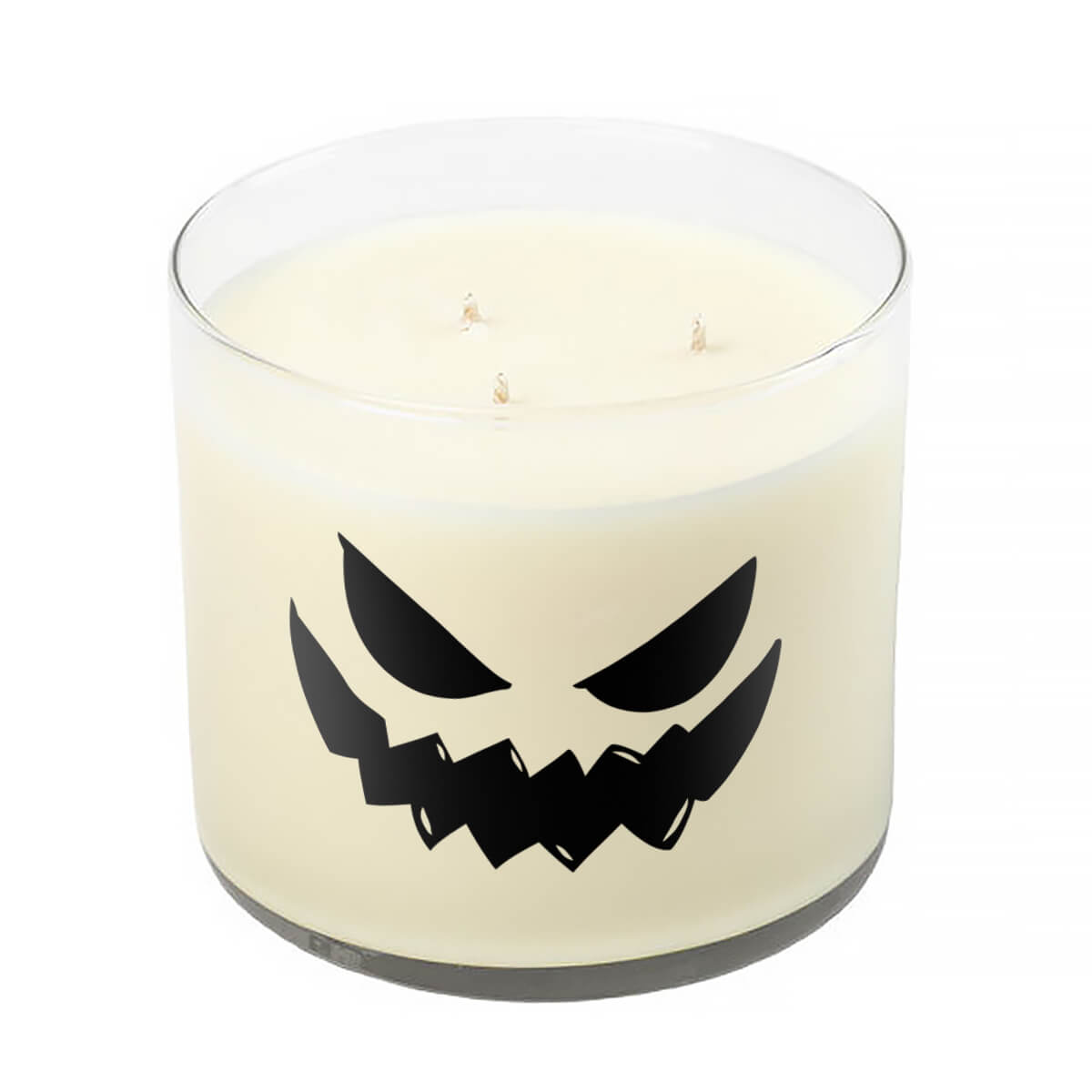 3 Wick Clear Tumbler Halloween Candle with Scary Pumpkin Face 4