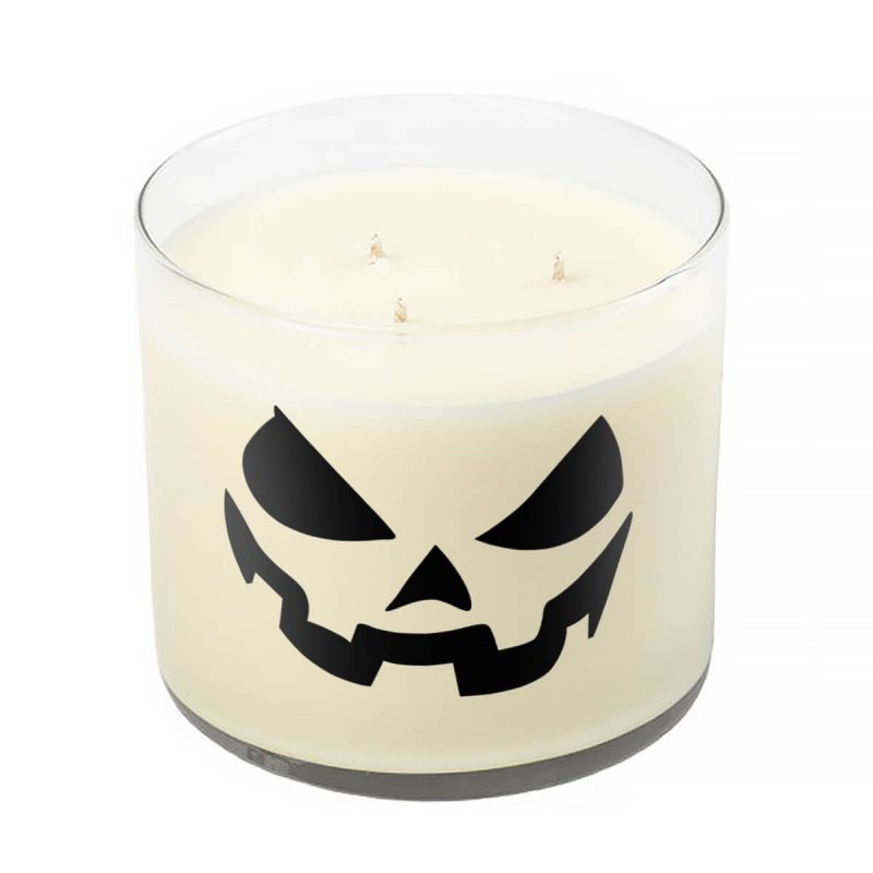 3 Wick Clear Tumbler Halloween Candle with Scary Pumpkin Face 3