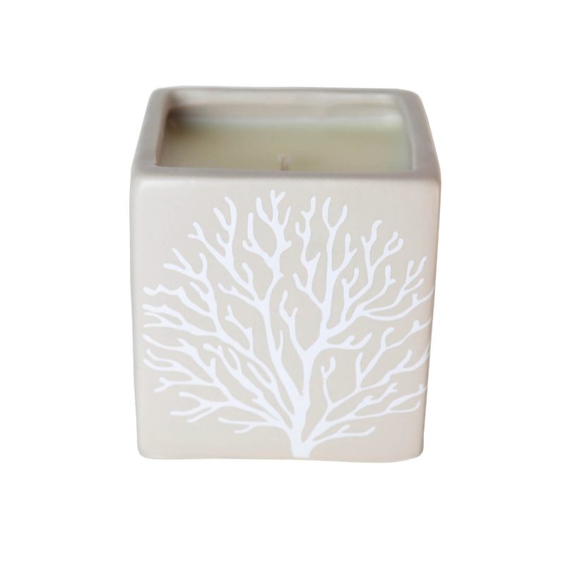 Cream White Ocean Coral Cube Candle