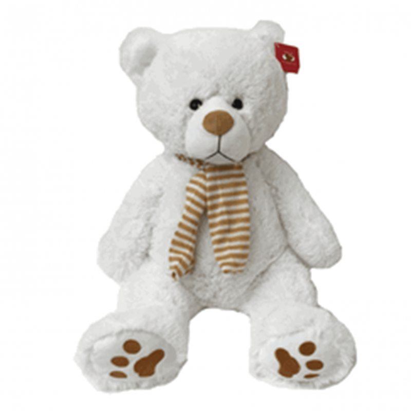 24" White Teddy Bear with Scarf