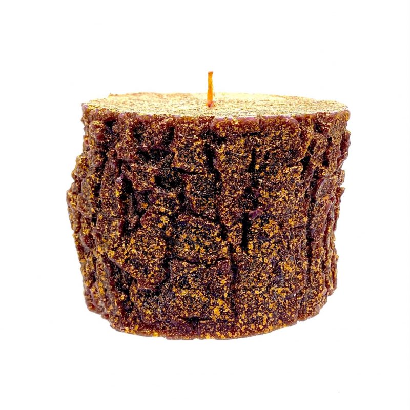 Christmas Holiday Log Shaped Candle (Gold and glitter)