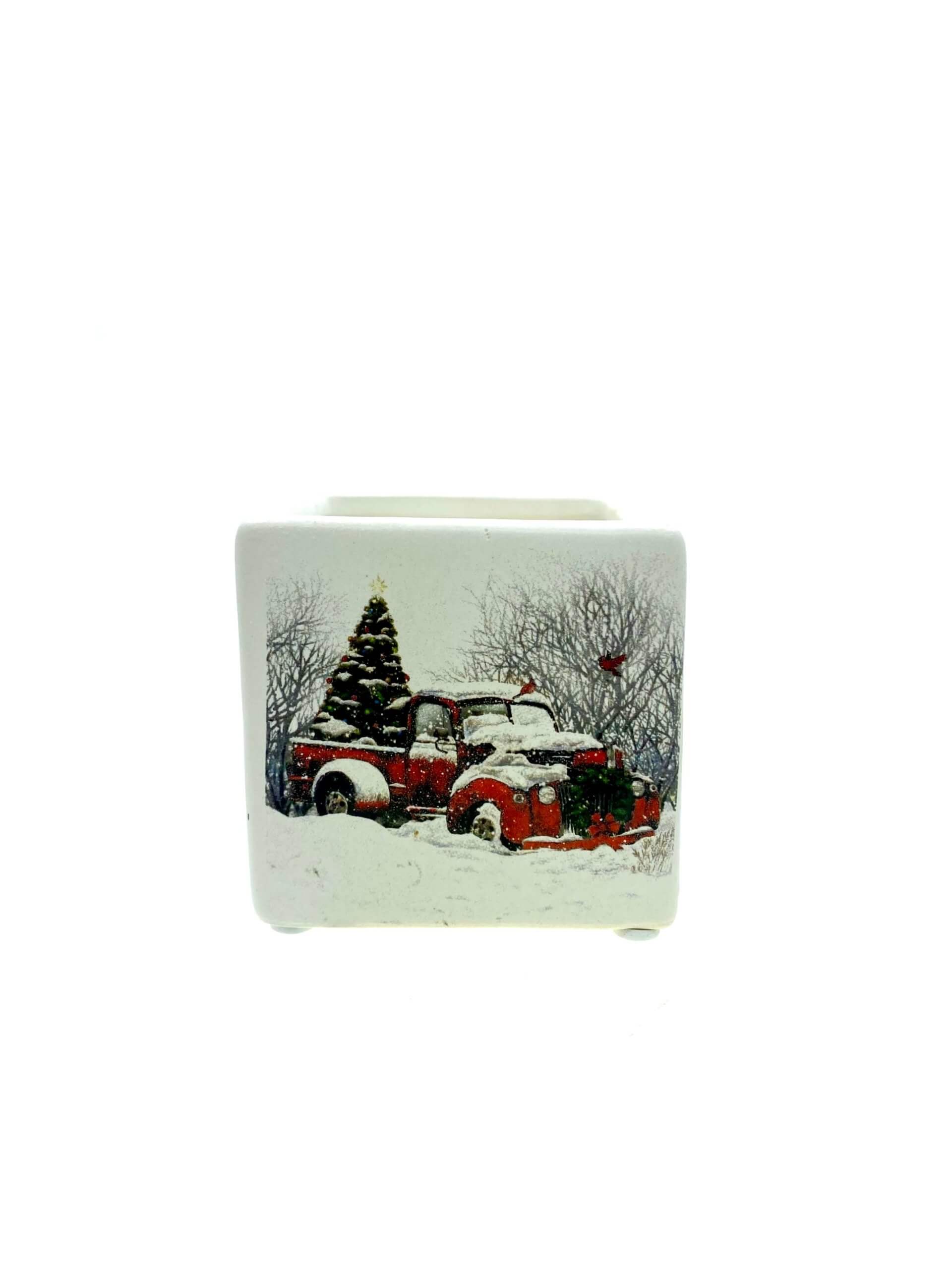 Mini Square Christmas Candle (Snow Design) - Holiday sparkle scent