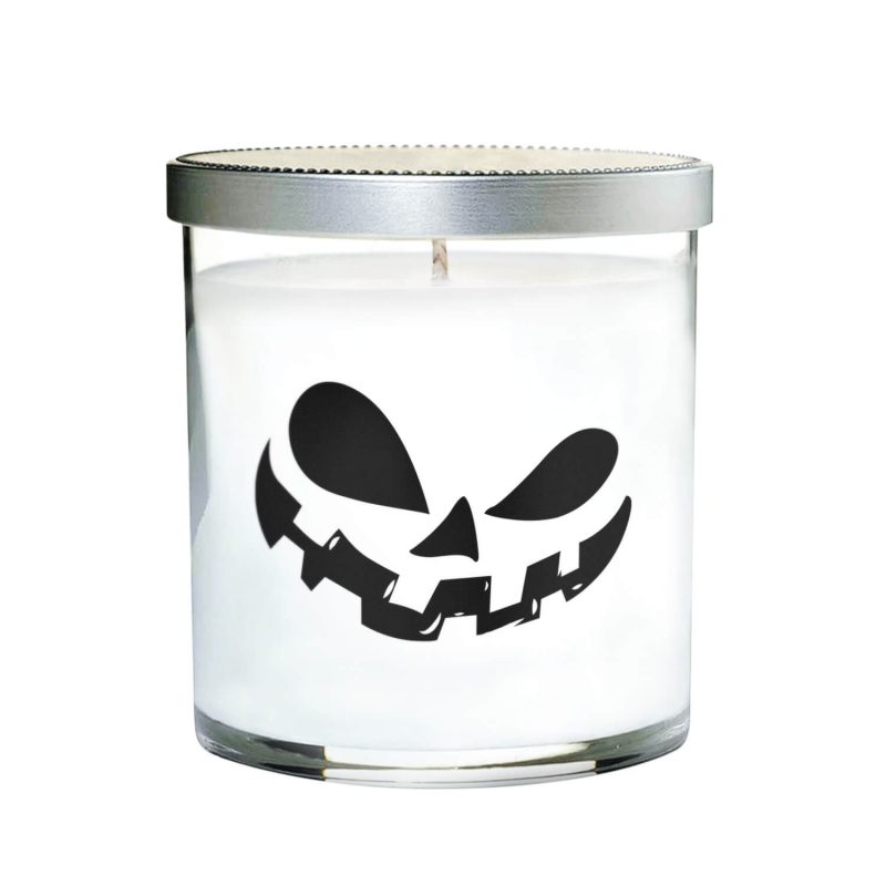 Clear Tumbler Halloween Candle with Scary Pumpkin Face 2