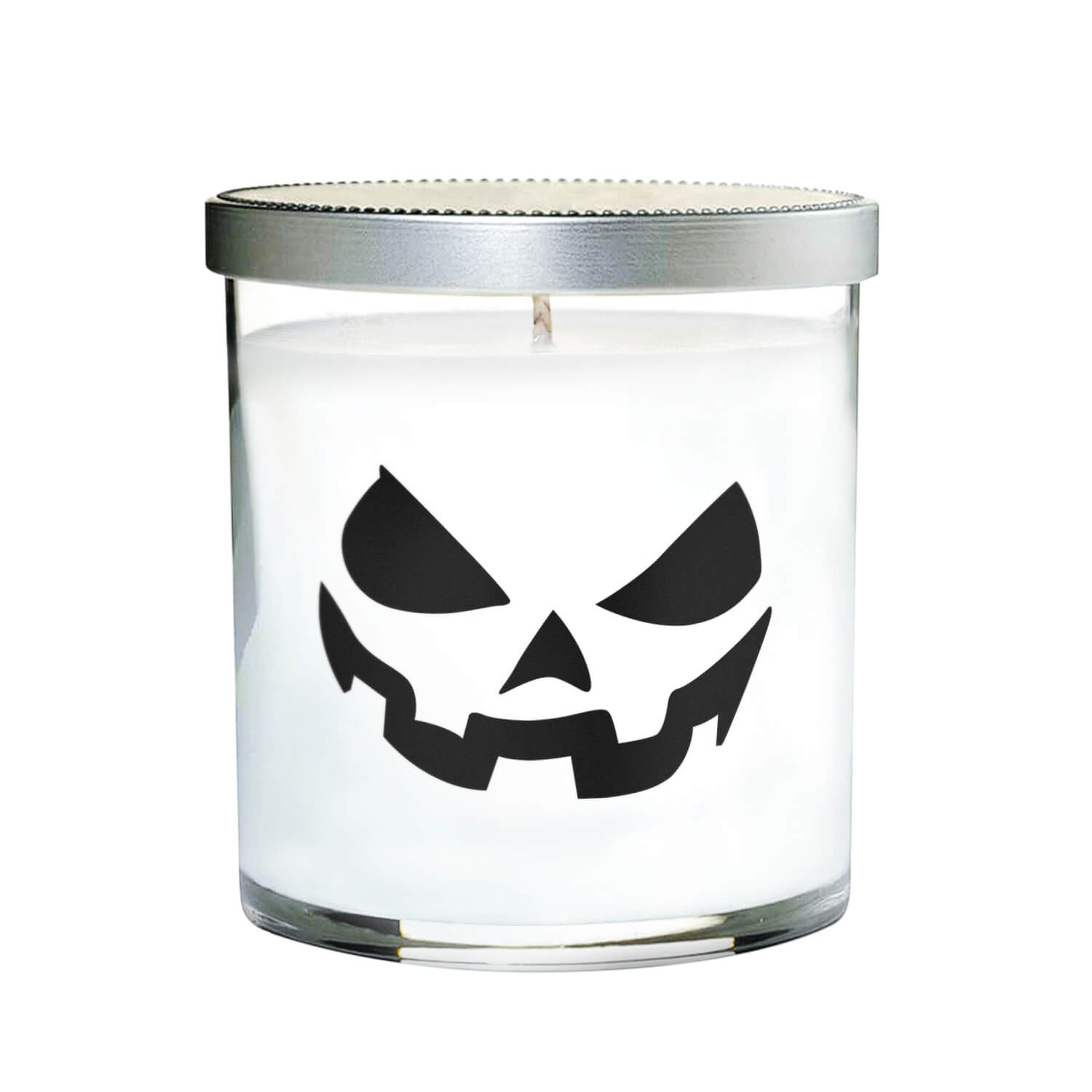 Clear Tumbler Halloween Candle with Scary Pumpkin Face 3