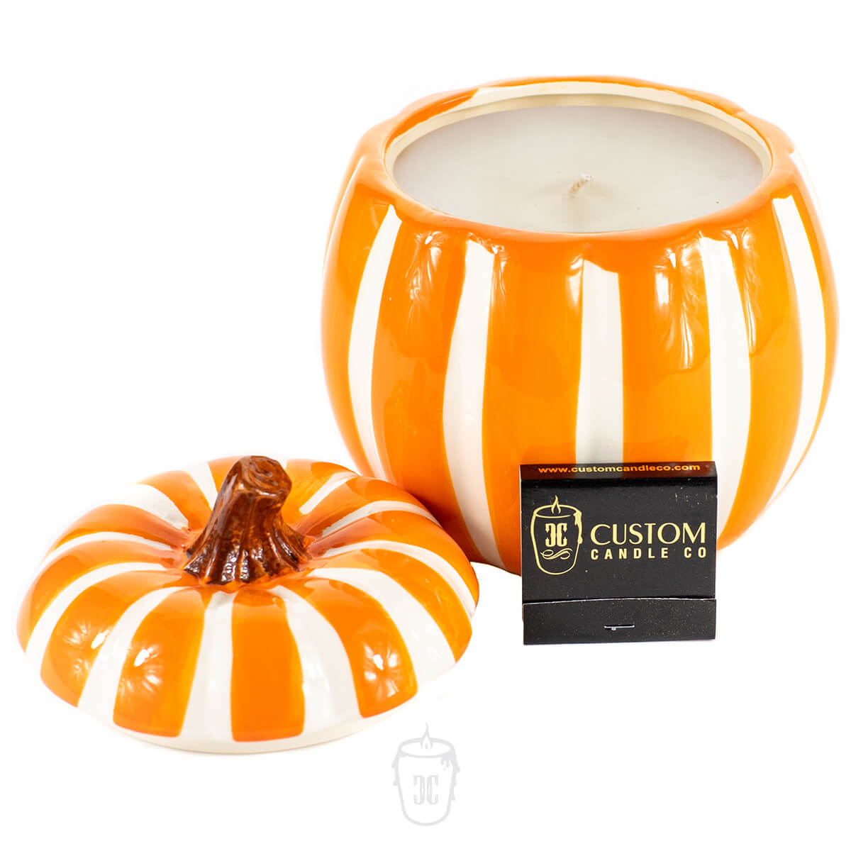 Ceramic Large Line Pumpkin Candle