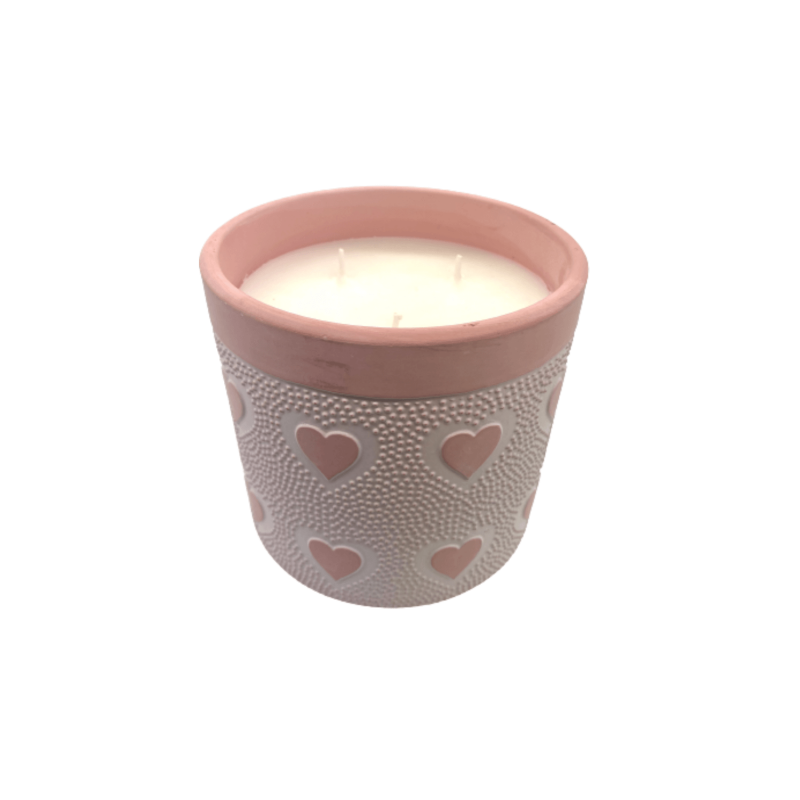 Large Pink Ceramic 3 Wick Candle