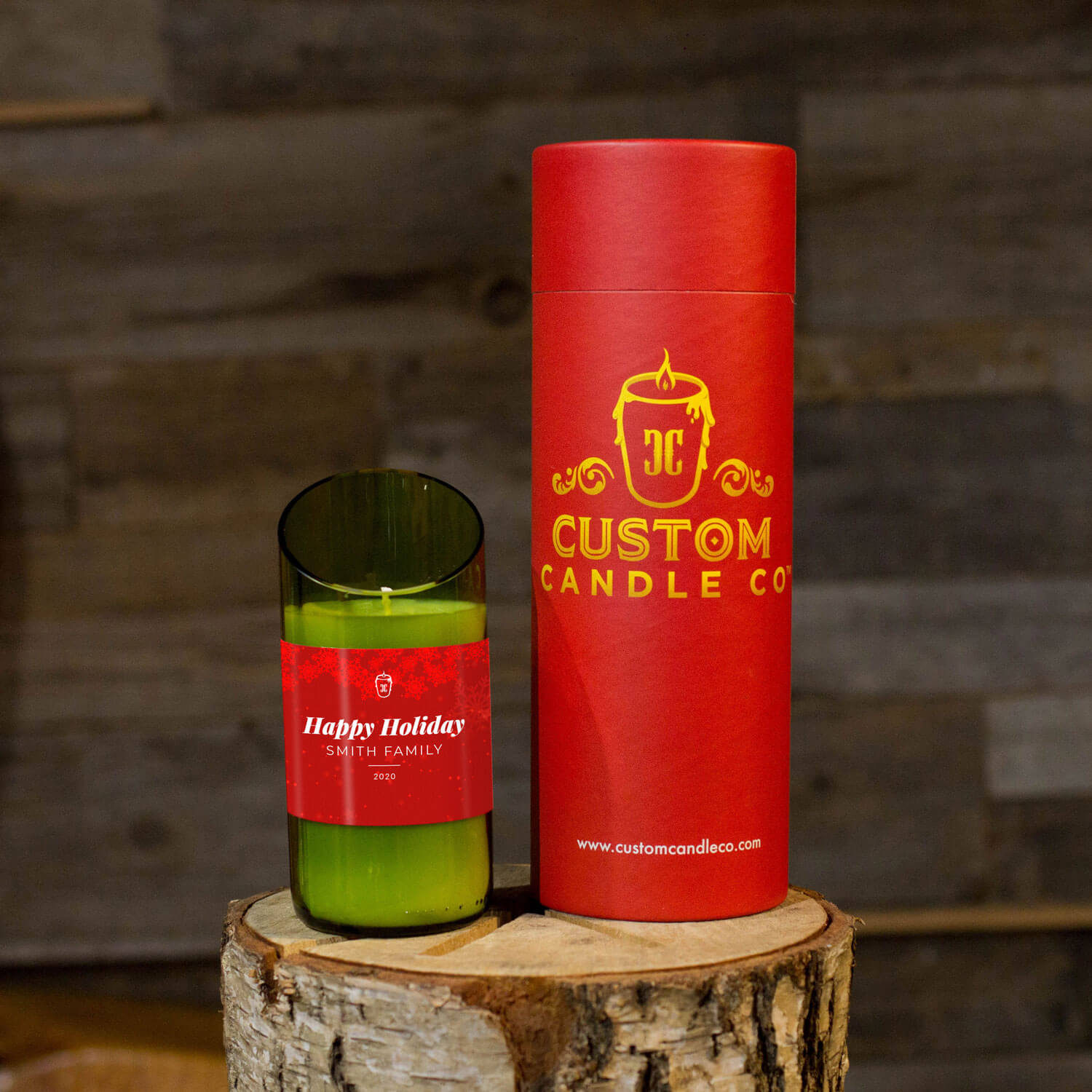 Custom Label Candle - Red Holiday