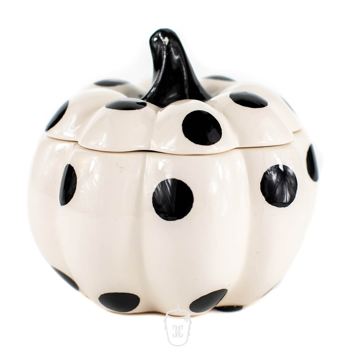 Ceramic Mini Polka White Pumpkin Candle
