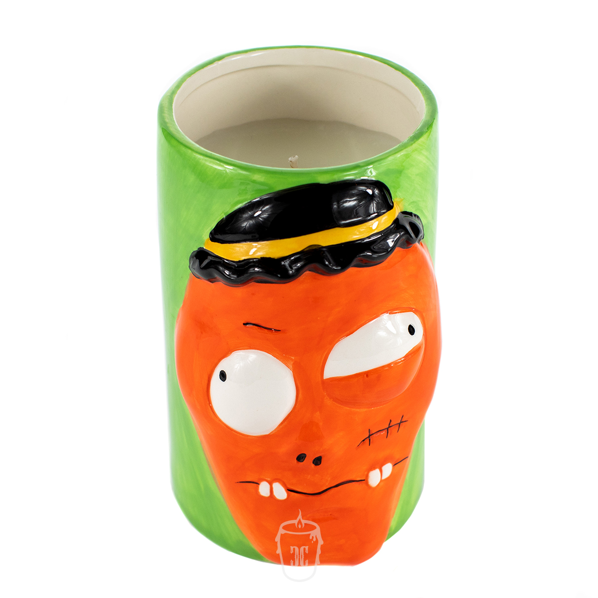Ceramic Monster Face Candle - Orange