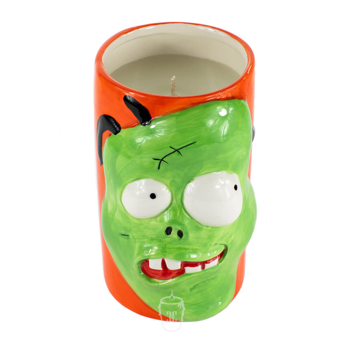 Ceramic Monster Face Candle - Green