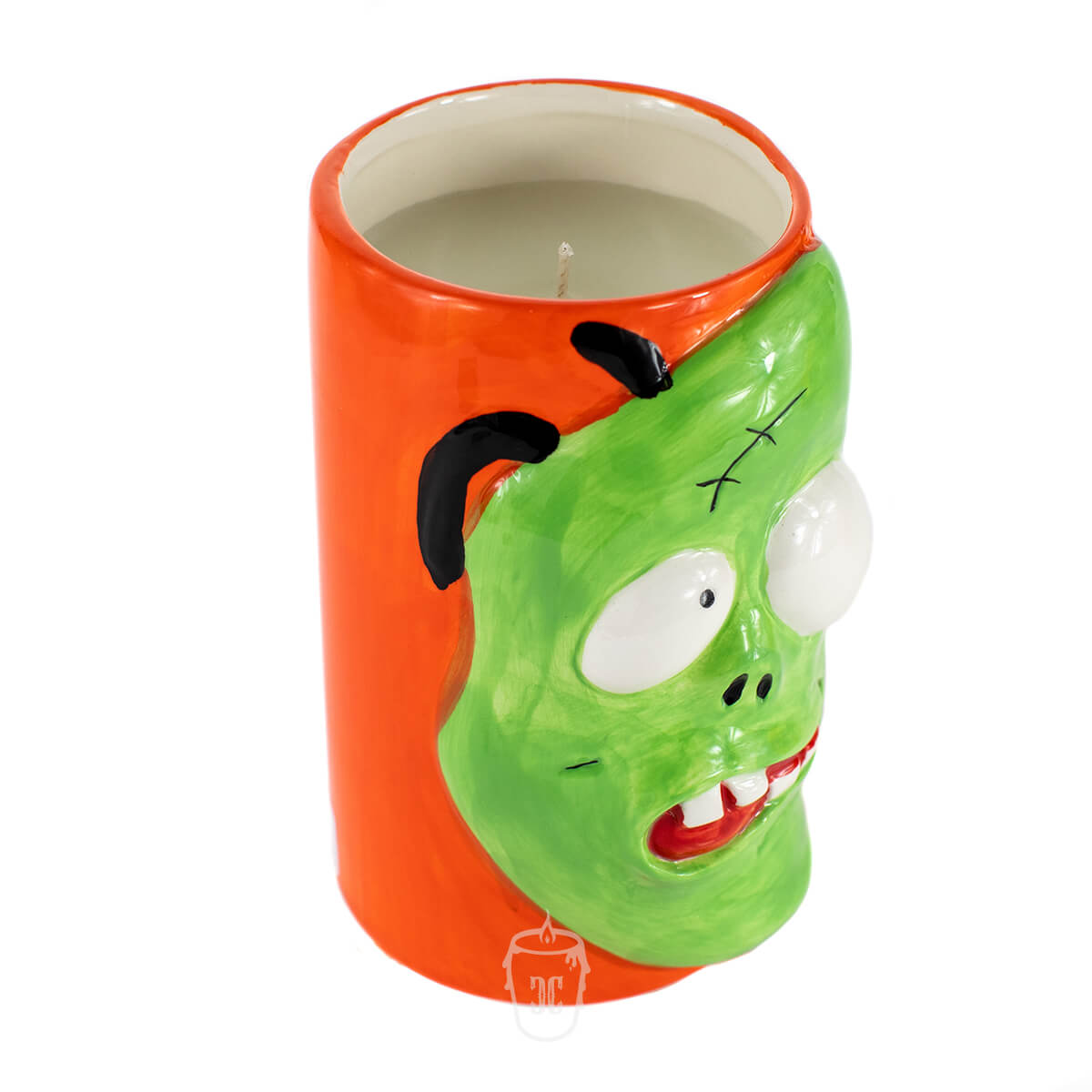 Ceramic Monster Face Candle - Green