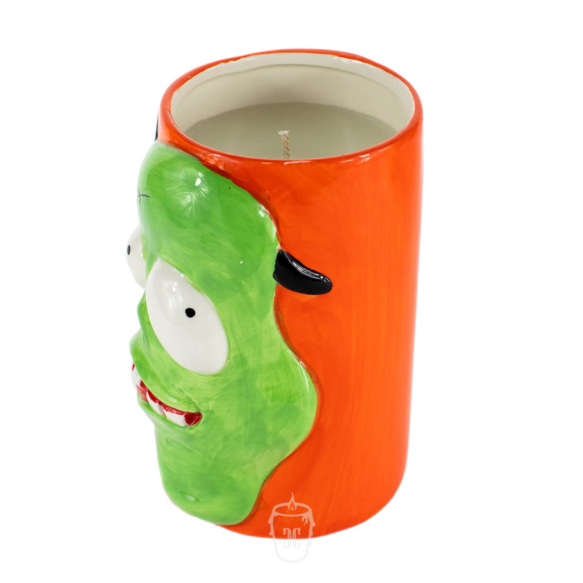Ceramic Monster Face Candle - Green