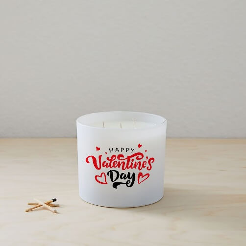 Happy Valentines Day Quote Candle (Frosted tumbler jar)