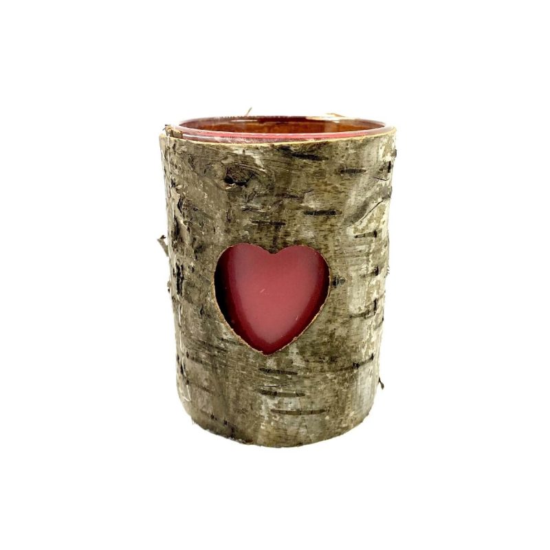 Wood tea light heart candle