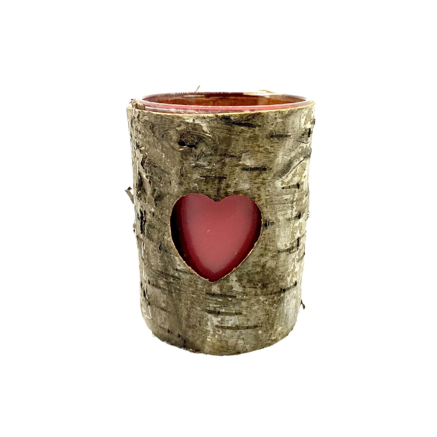 Wood tea light heart candle