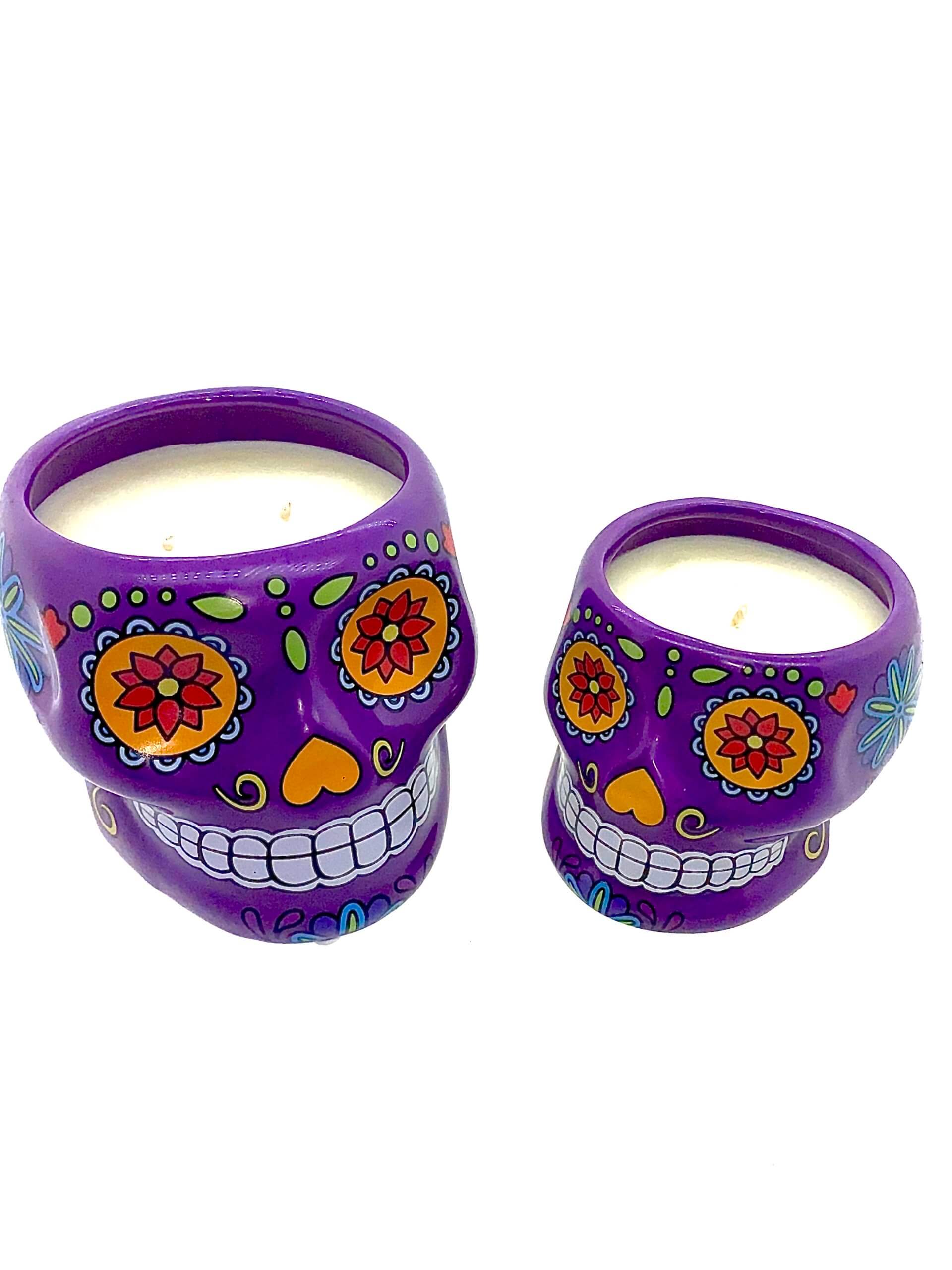 Large Skull Head Candle - Purple - Nutmeg Scent