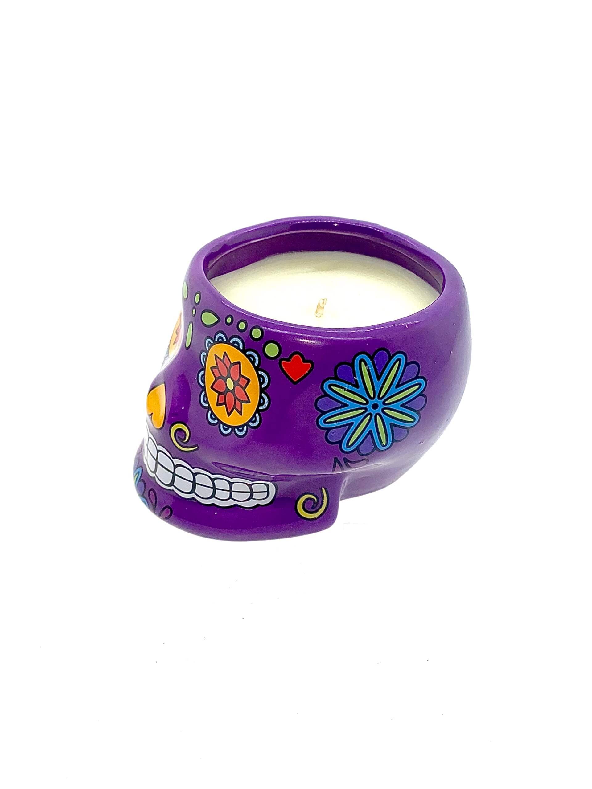 Large Skull Head Candle - Purple - Nutmeg Scent