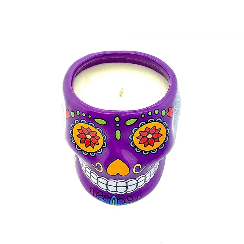 Large Skull Head Candle - Purple - Nutmeg Scent