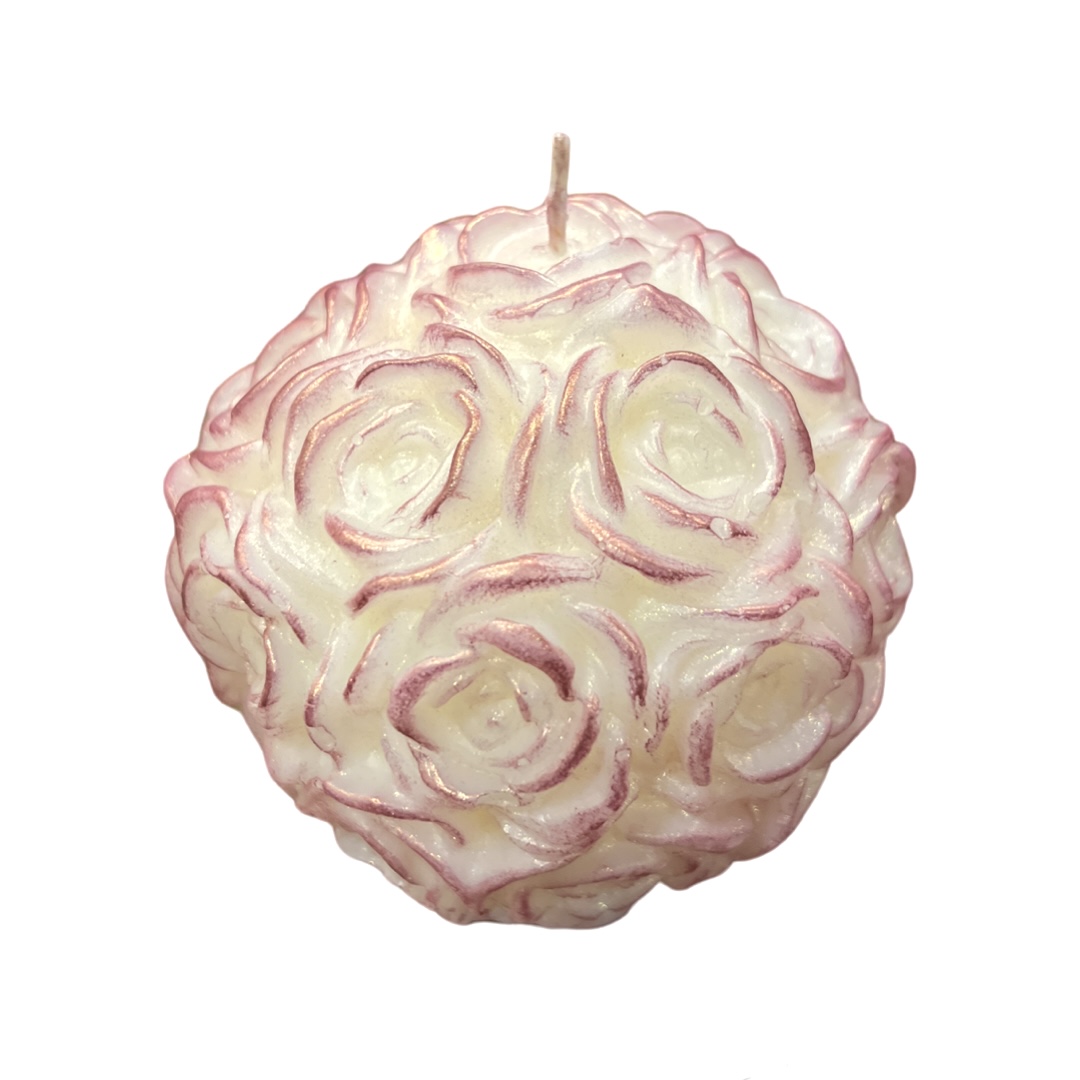 Pink Shimmer White Rose Candle - Silk Rose Scented