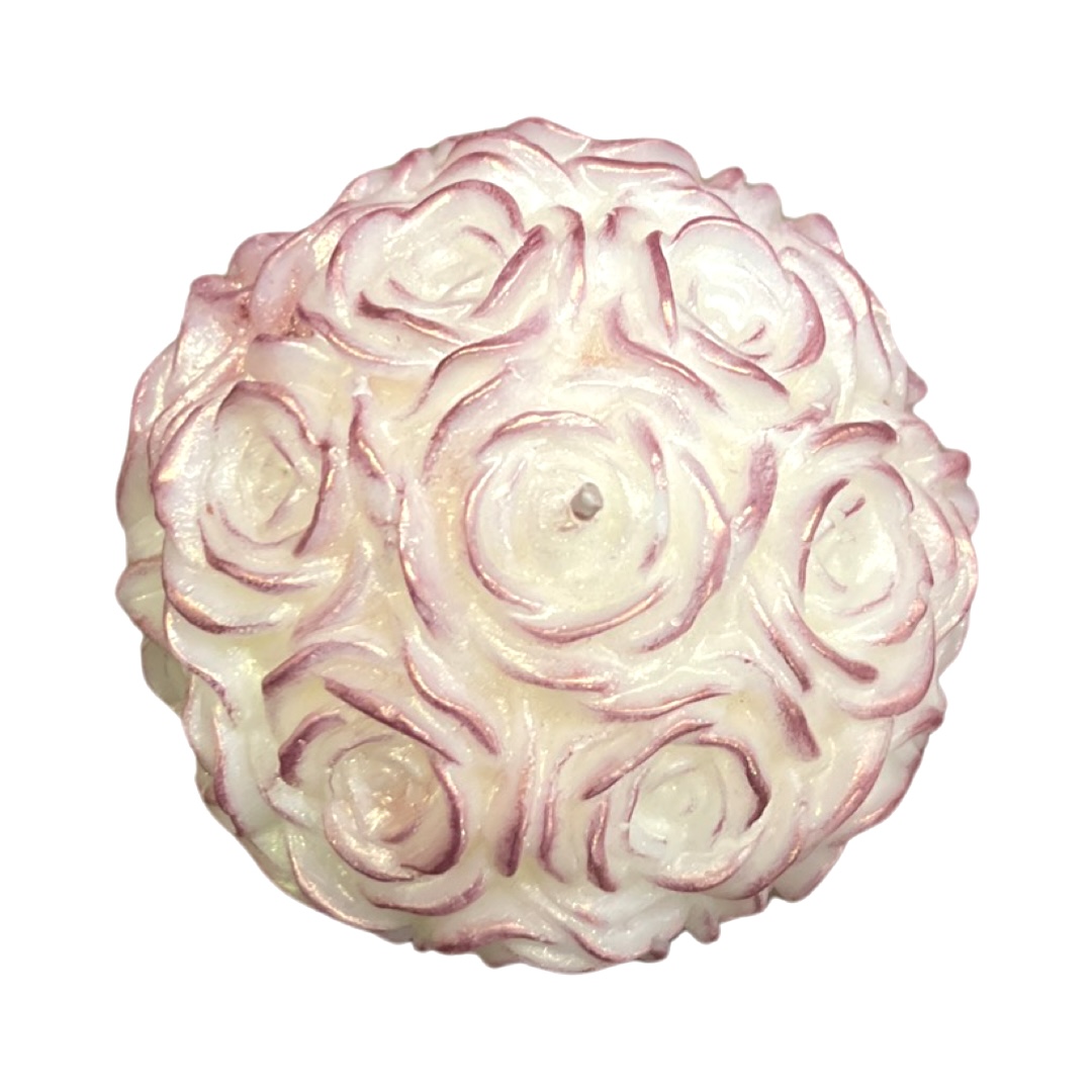 Pink Shimmer White Rose Candle - Silk Rose Scented