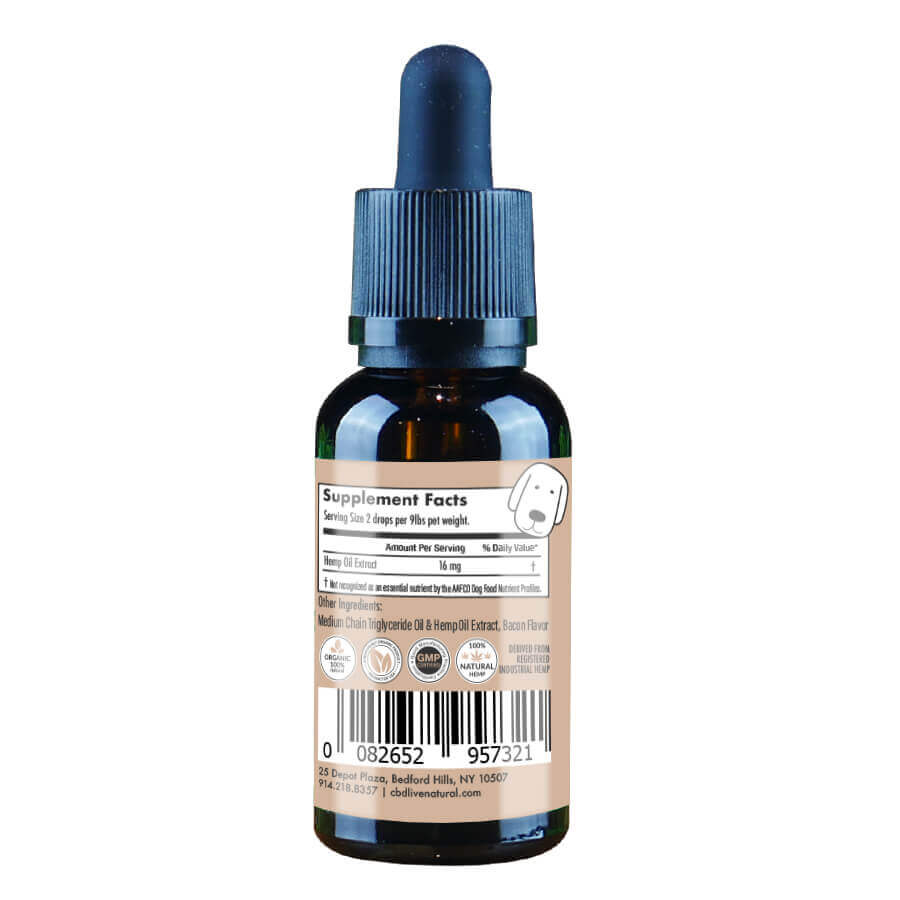 CBD Oil for Dogs 1000mg 1oz - Bacon Flavor